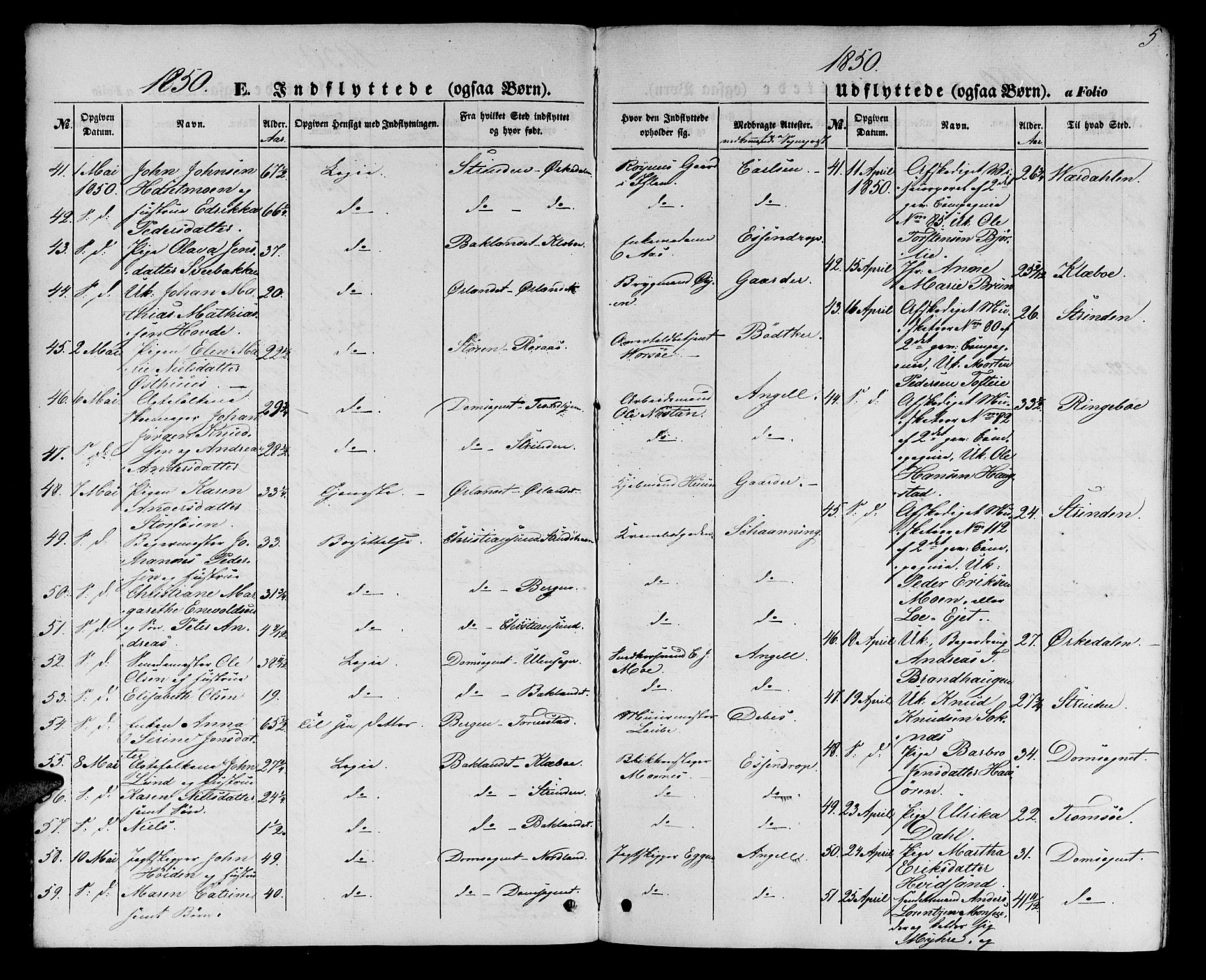 Ministerialprotokoller, klokkerbøker og fødselsregistre - Sør-Trøndelag, SAT/A-1456/602/L0113: Ministerialbok nr. 602A11, 1849-1861, s. 5