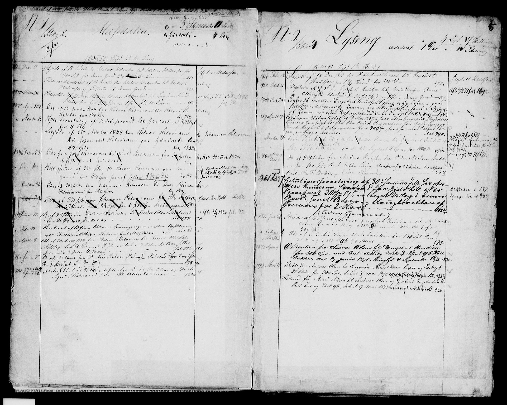 Valdres sorenskriveri, SAH/TING-016/H/Ha/Hac/L0002: Panteregister nr. 3.2, 1841-1875, s. 5