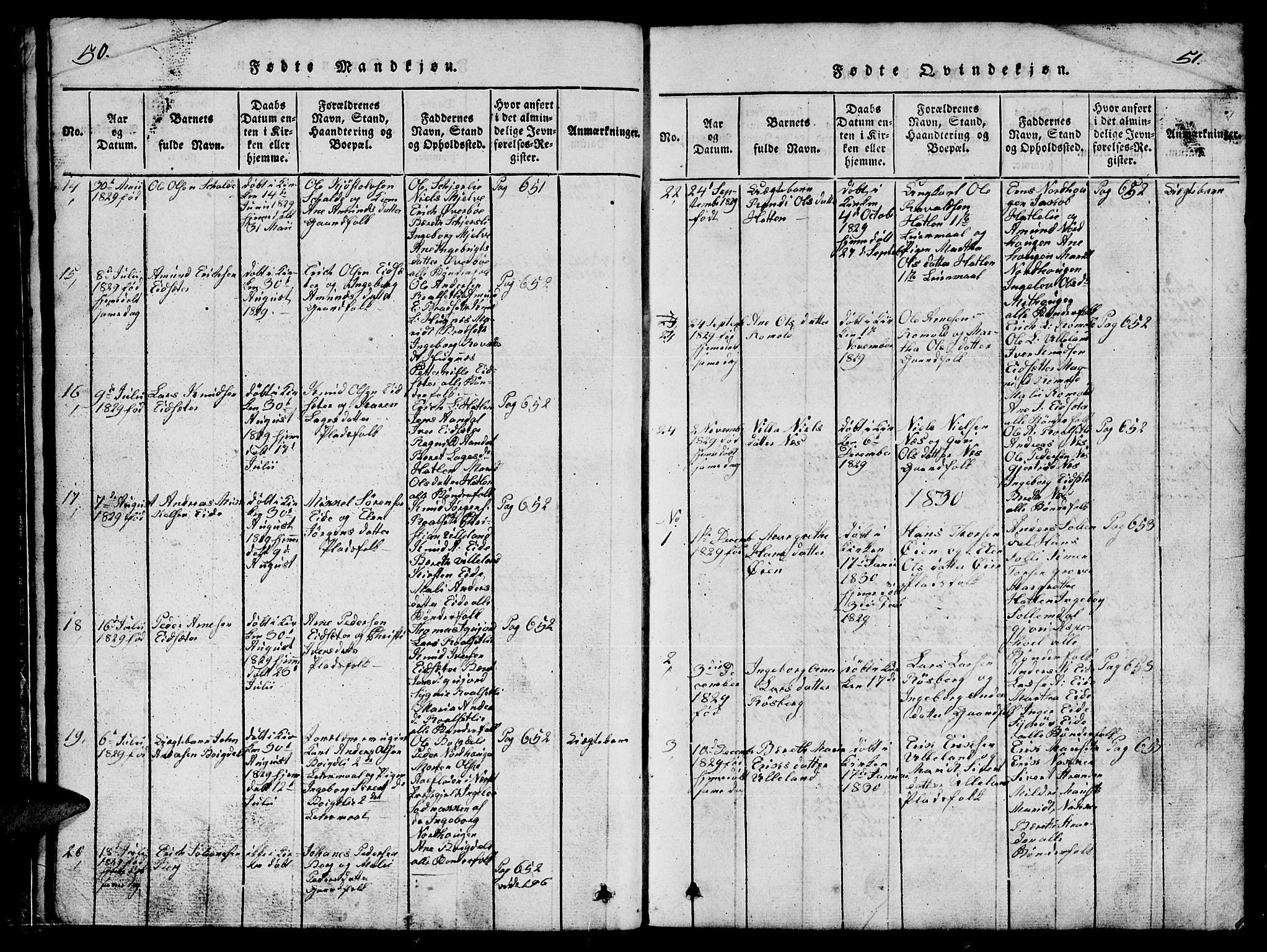 Ministerialprotokoller, klokkerbøker og fødselsregistre - Møre og Romsdal, SAT/A-1454/557/L0683: Klokkerbok nr. 557C01, 1818-1862, s. 50-51