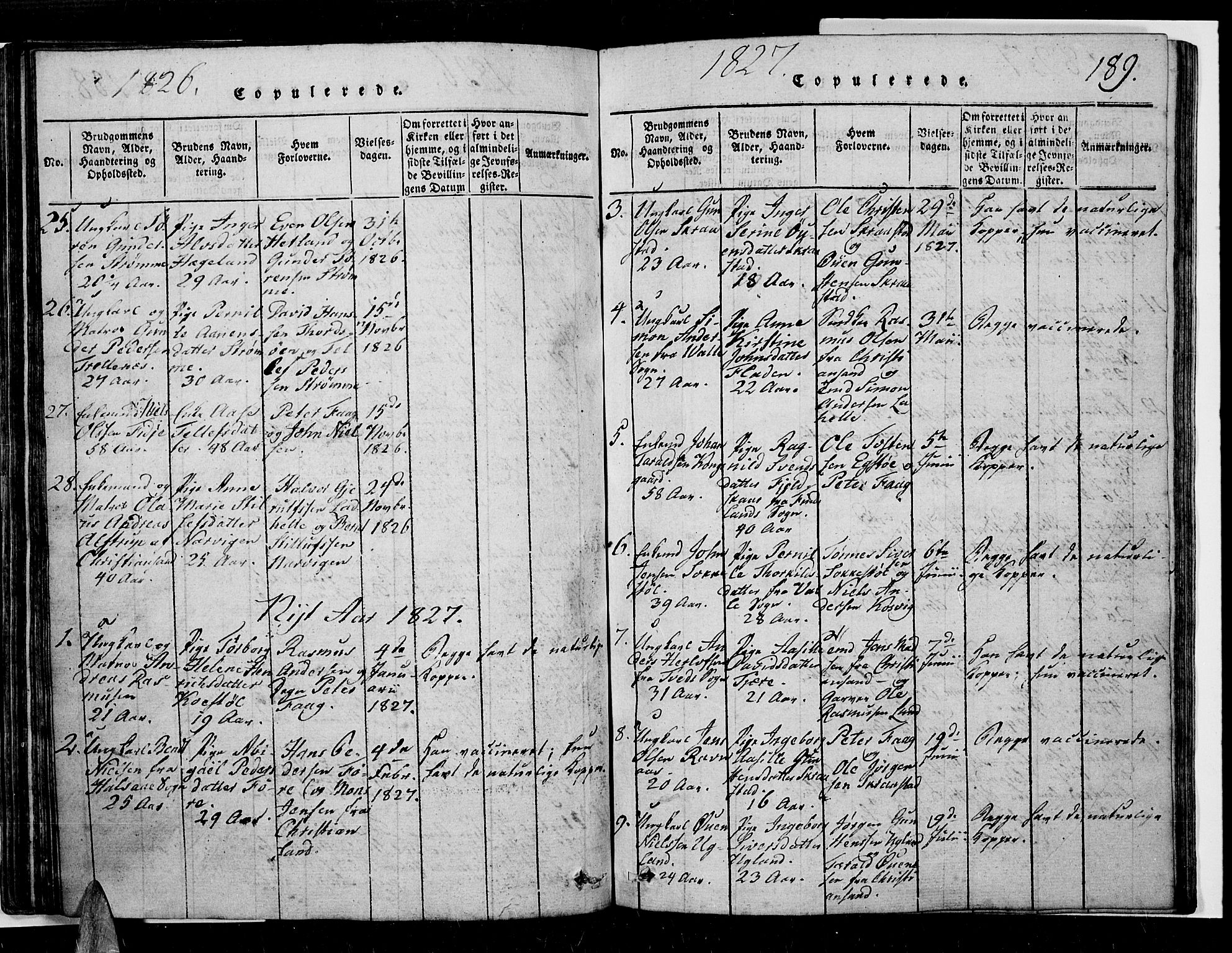 Oddernes sokneprestkontor, AV/SAK-1111-0033/F/Fb/Fba/L0003: Klokkerbok nr. B 3, 1820-1838, s. 189