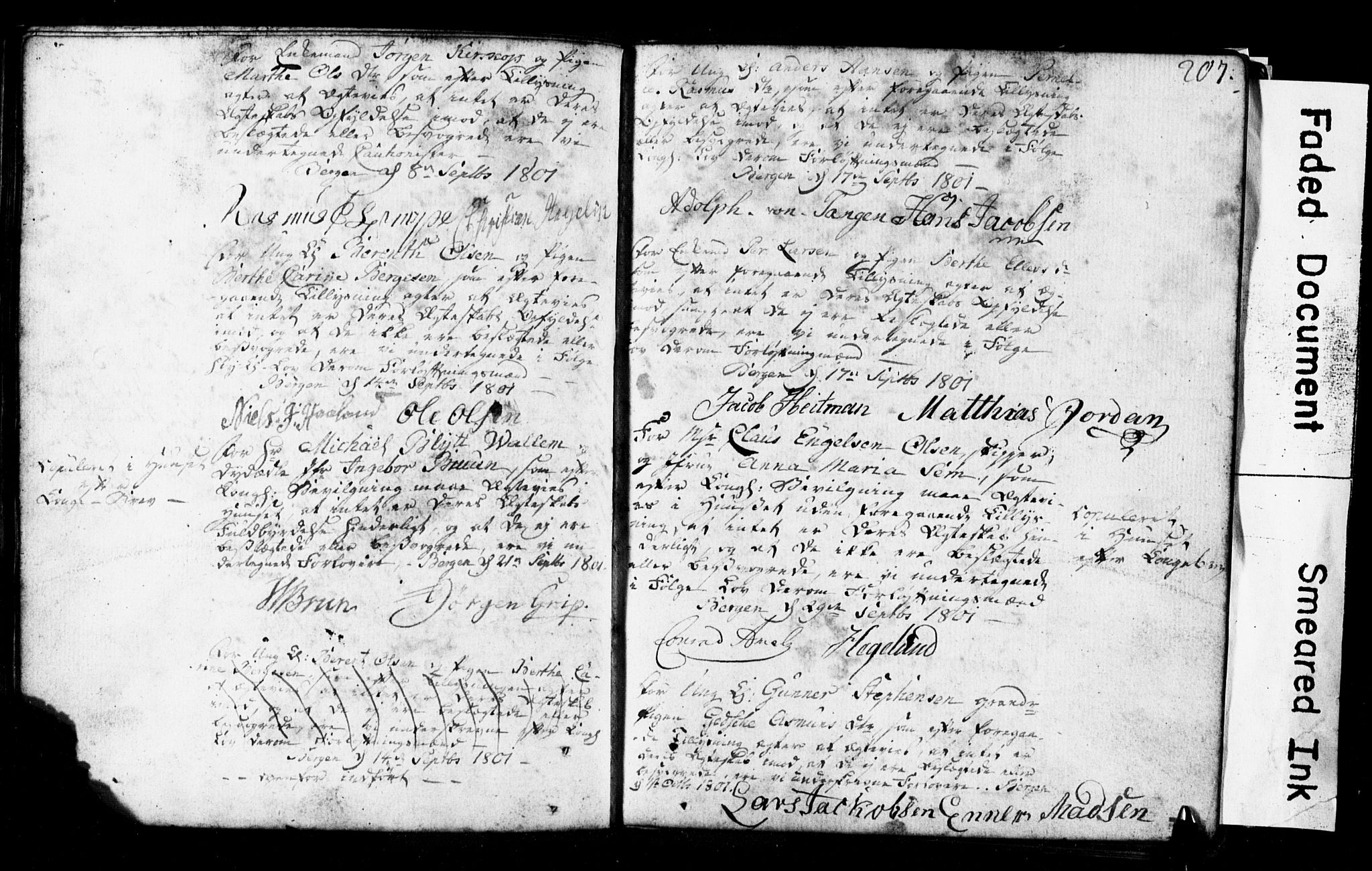Korskirken sokneprestembete, SAB/A-76101: Forlovererklæringer nr. II.5.1, 1776-1816, s. 207