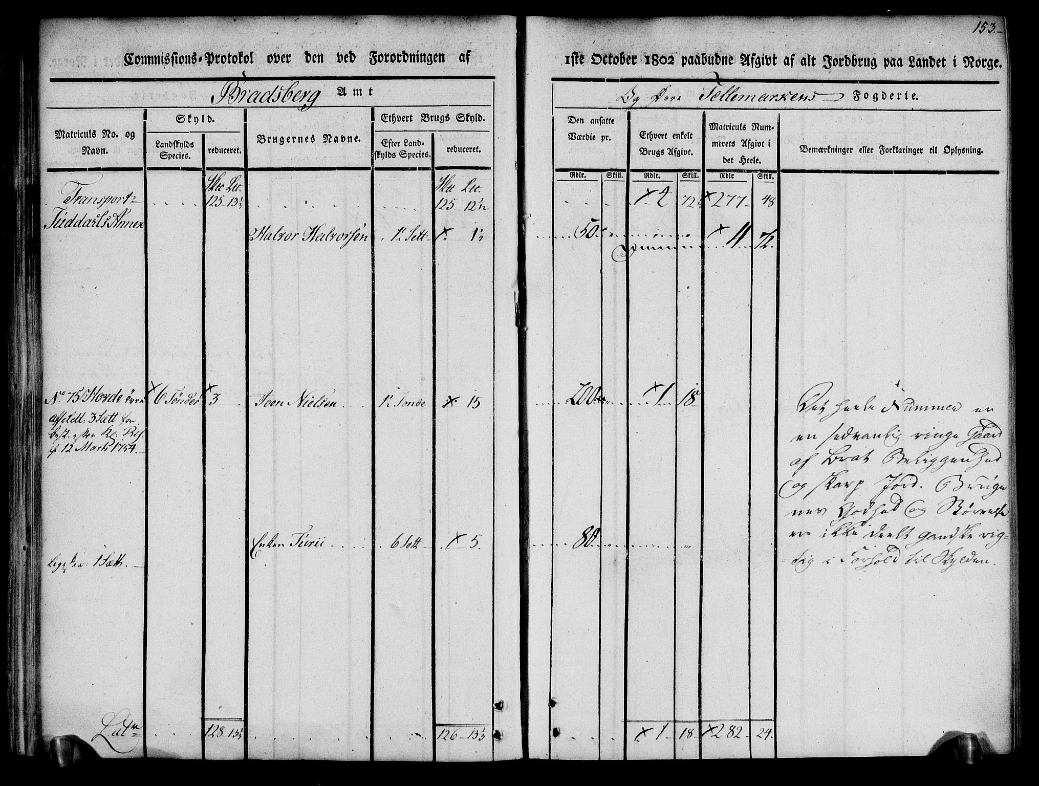 Rentekammeret inntil 1814, Realistisk ordnet avdeling, AV/RA-EA-4070/N/Ne/Nea/L0074: Øvre Telemarken fogderi. Kommisjonsprotokoll for fogderiets østre del - Tinn, Hjartdal og Seljord prestegjeld., 1803, s. 153
