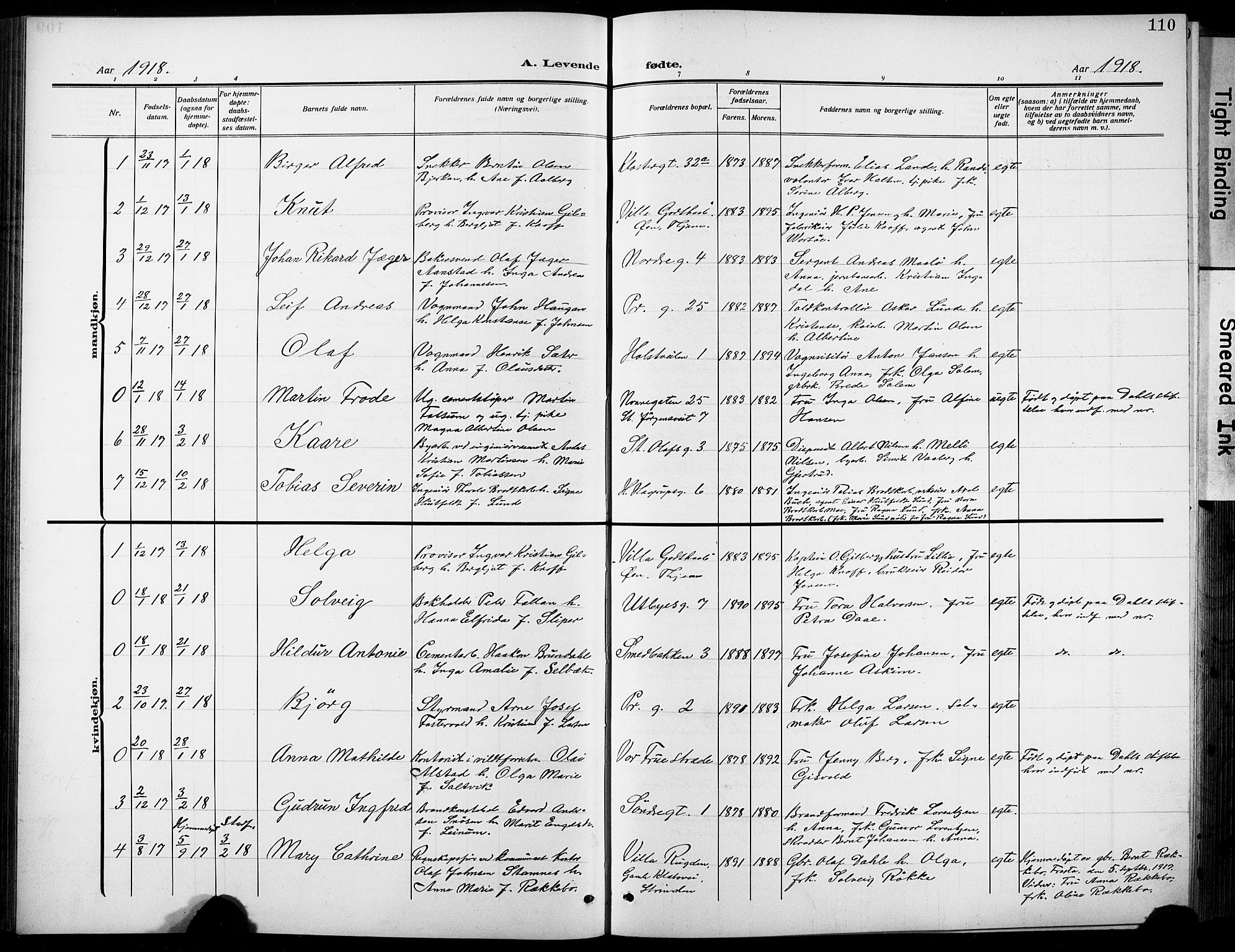 Ministerialprotokoller, klokkerbøker og fødselsregistre - Sør-Trøndelag, SAT/A-1456/601/L0096: Klokkerbok nr. 601C14, 1911-1931, s. 110