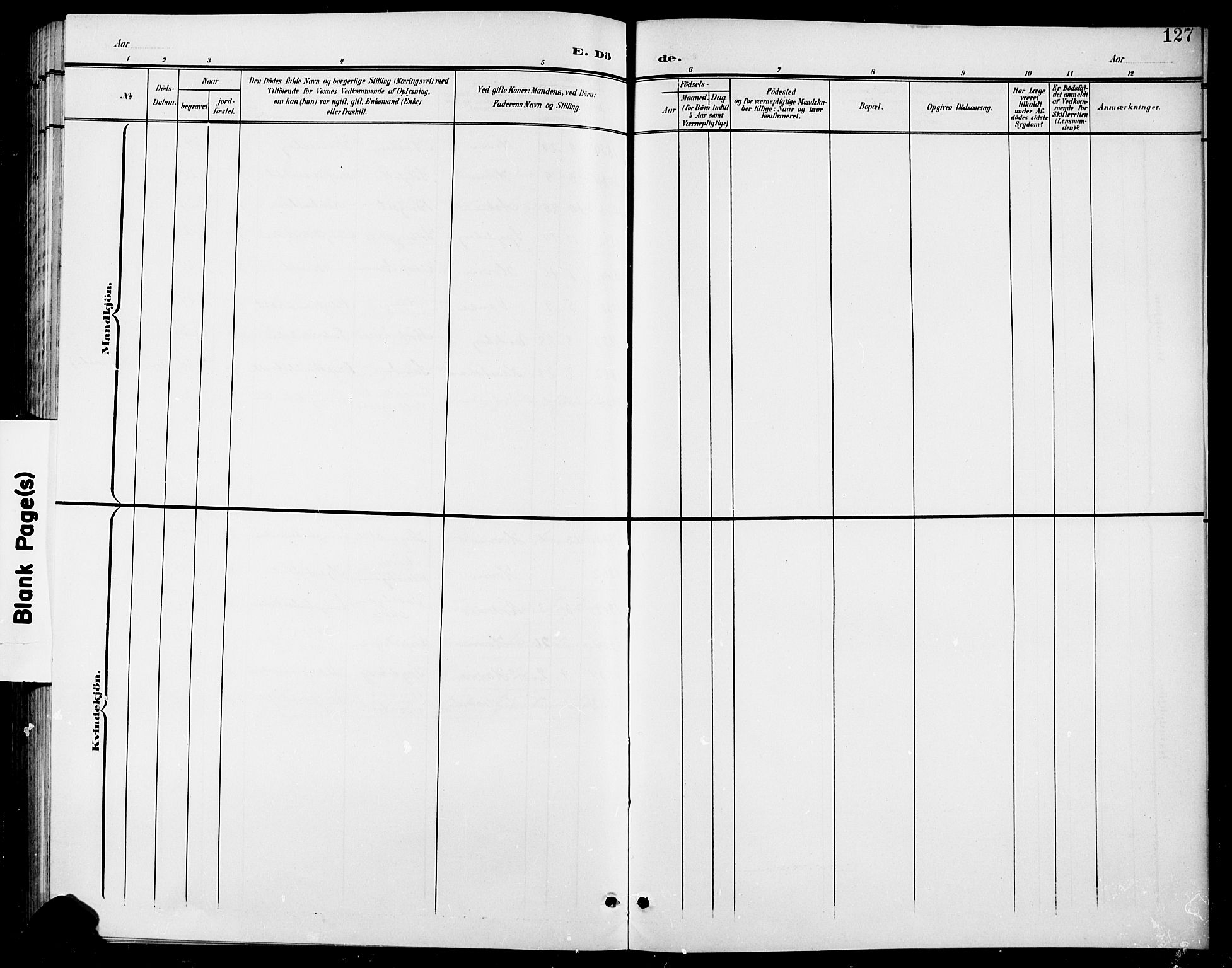 Spydeberg prestekontor Kirkebøker, AV/SAO-A-10924/G/Gb/L0001: Klokkerbok nr. II 1, 1901-1924, s. 127