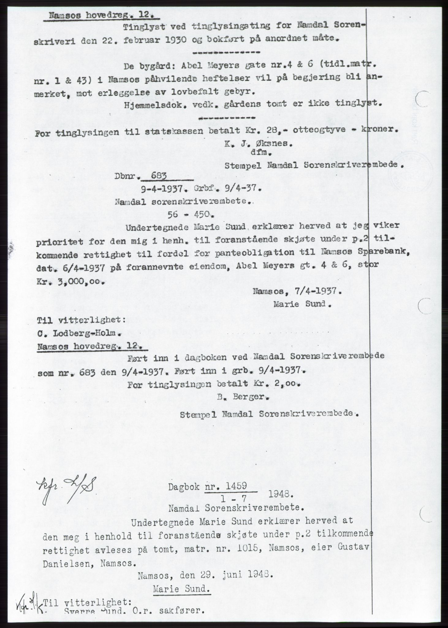 Namdal sorenskriveri, SAT/A-4133/1/2/2C: Pantebok nr. -, 1937-1939, Tingl.dato: 08.04.1937