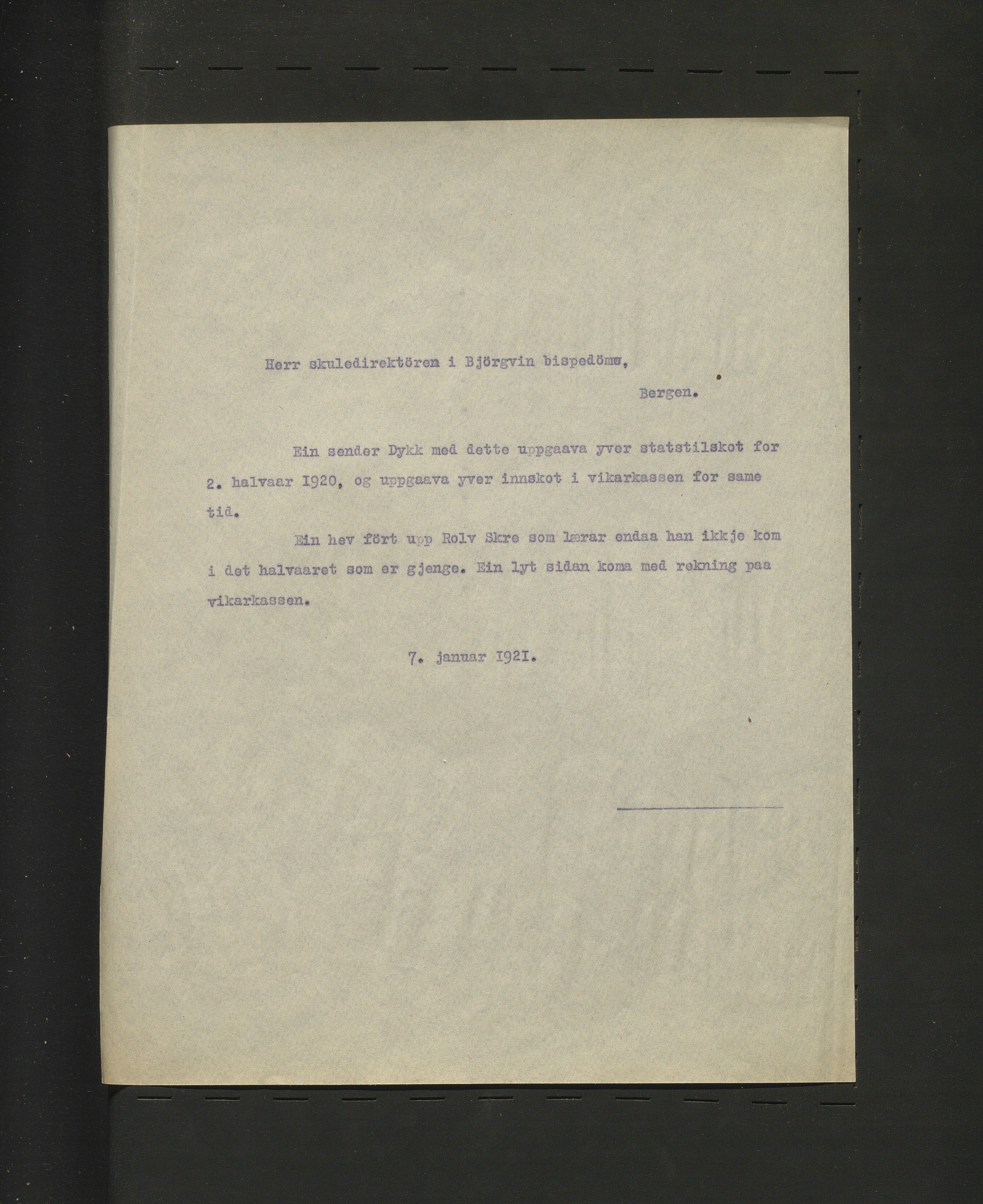 Odda kommune. Skulestyret, IKAH/1228-211/B/Ba/L0001/0003: Kopiar av utgåande brev / Kopiar av utgåande brev , 1921