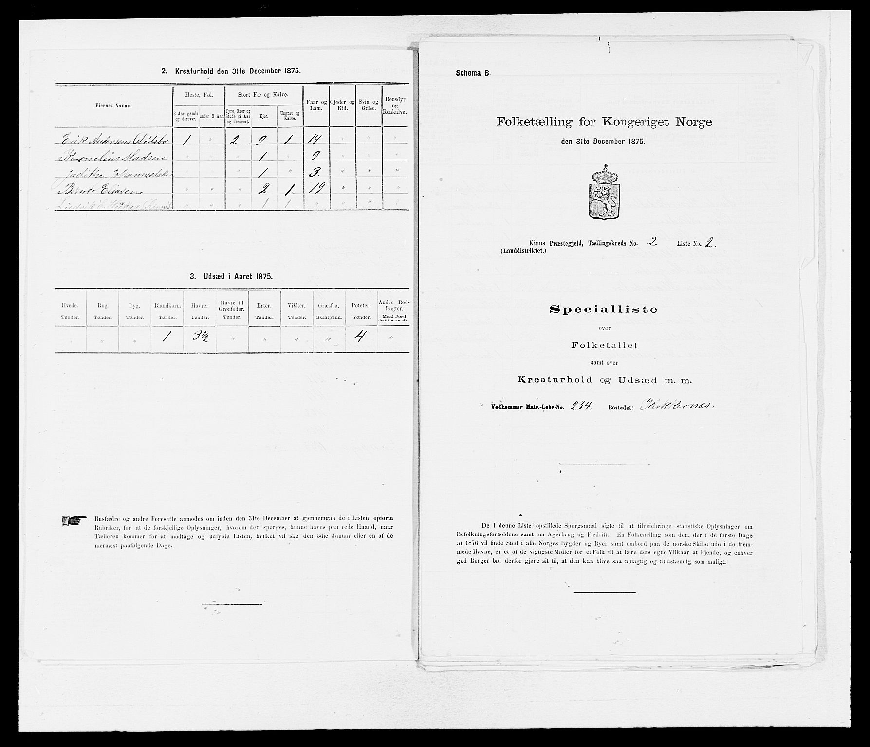 SAB, Folketelling 1875 for 1437L Kinn prestegjeld, Kinn sokn og Svanøy sokn, 1875, s. 167