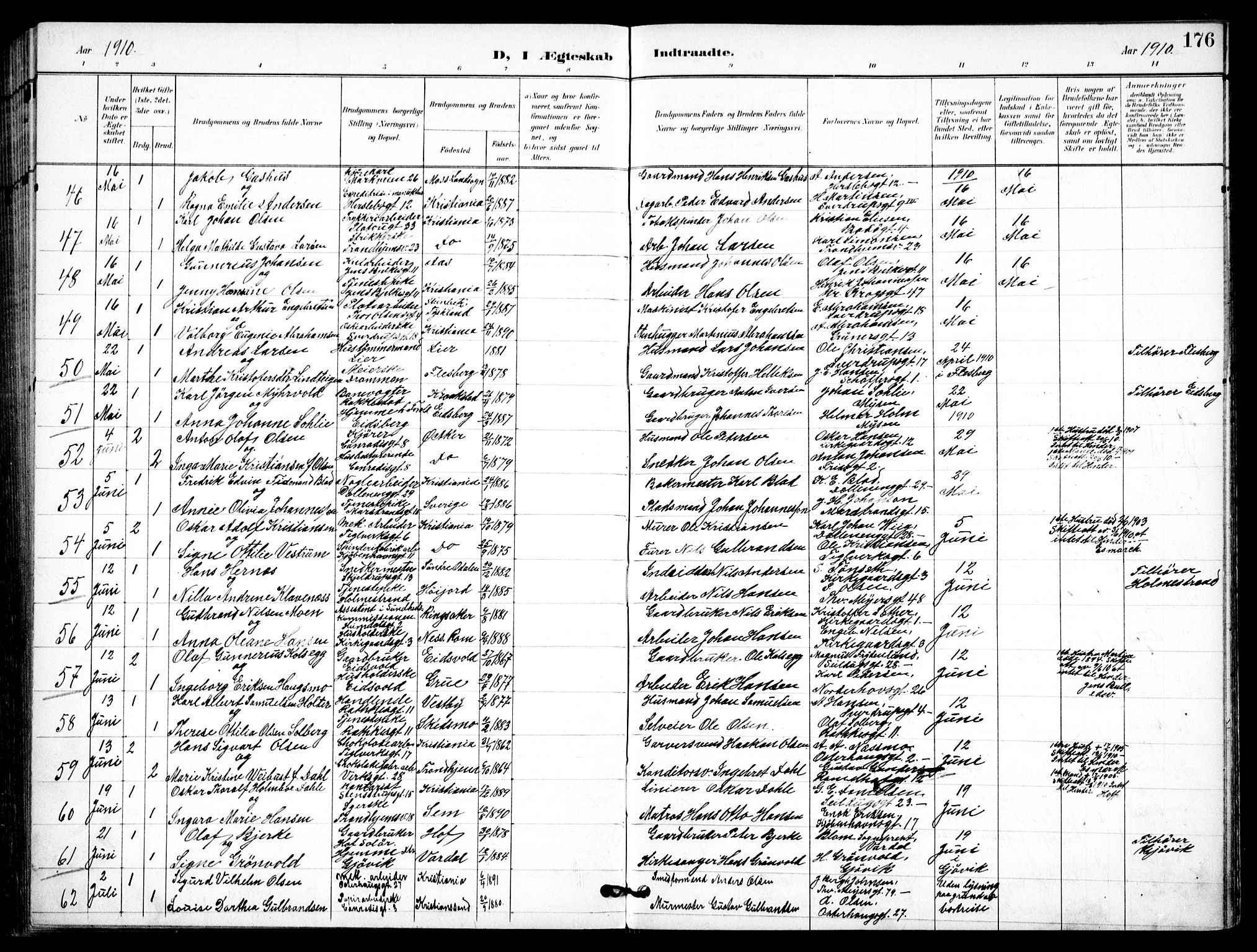 Petrus prestekontor Kirkebøker, AV/SAO-A-10872/F/Fa/L0009: Ministerialbok nr. 9, 1897-1911, s. 176