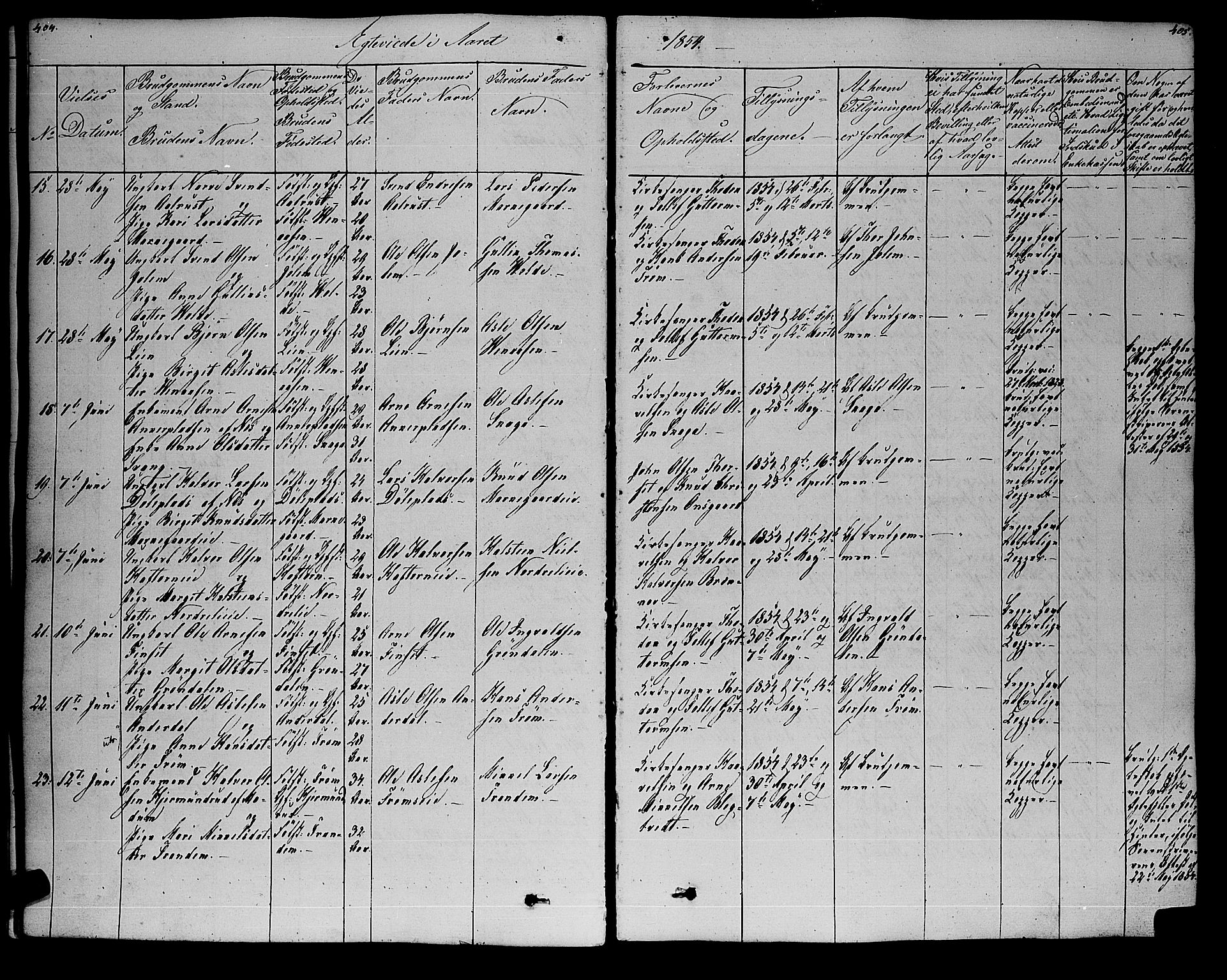 Gol kirkebøker, AV/SAKO-A-226/F/Fa/L0002: Ministerialbok nr. I 2, 1837-1863, s. 404-405