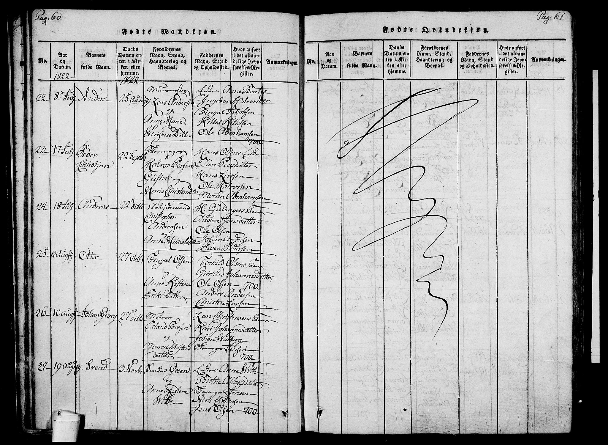 Holmestrand kirkebøker, AV/SAKO-A-346/F/Fa/L0001: Ministerialbok nr. 1, 1814-1840, s. 60-61