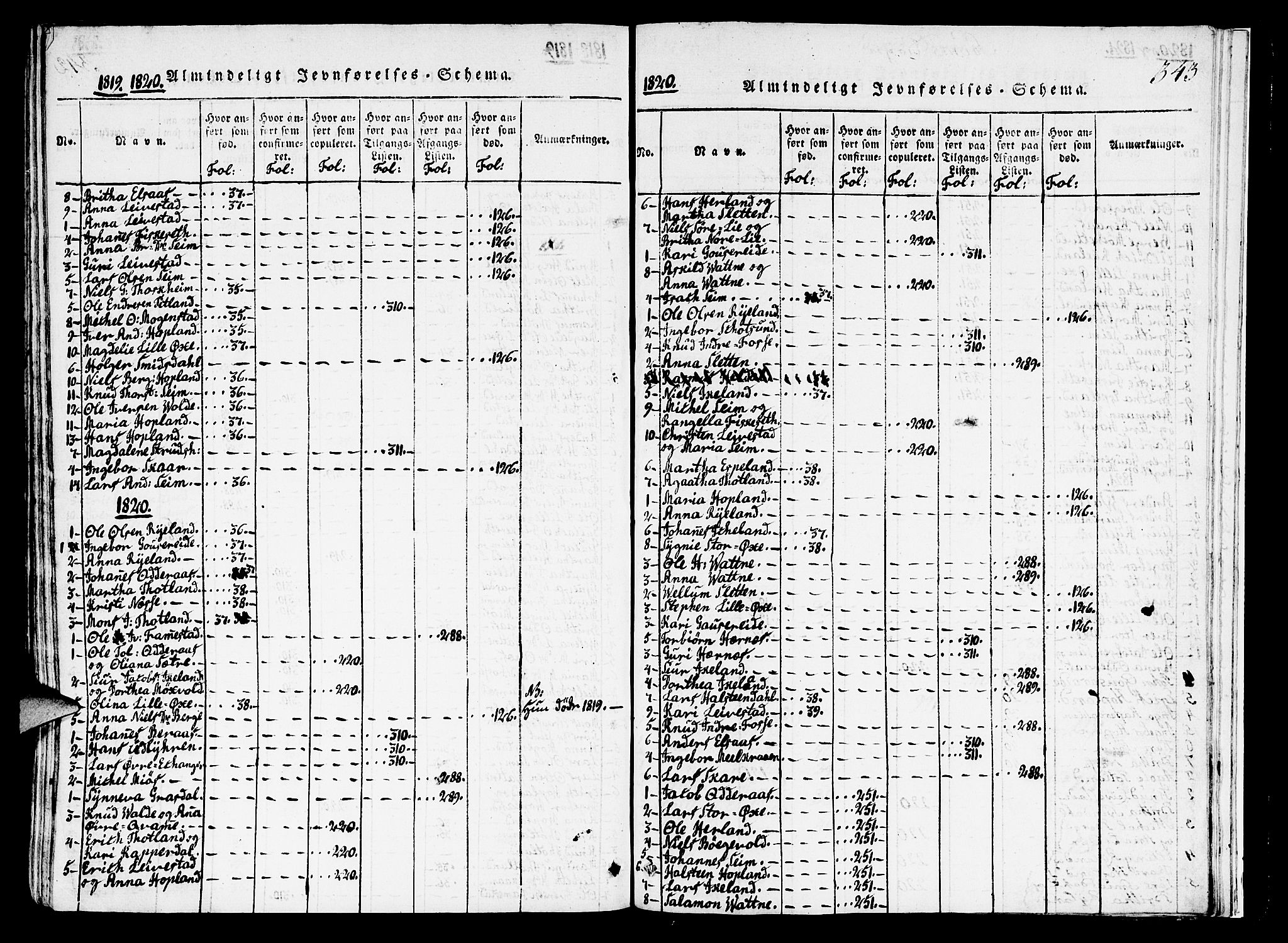 Hosanger sokneprestembete, AV/SAB-A-75801/H/Haa: Ministerialbok nr. A 5, 1815-1824, s. 343