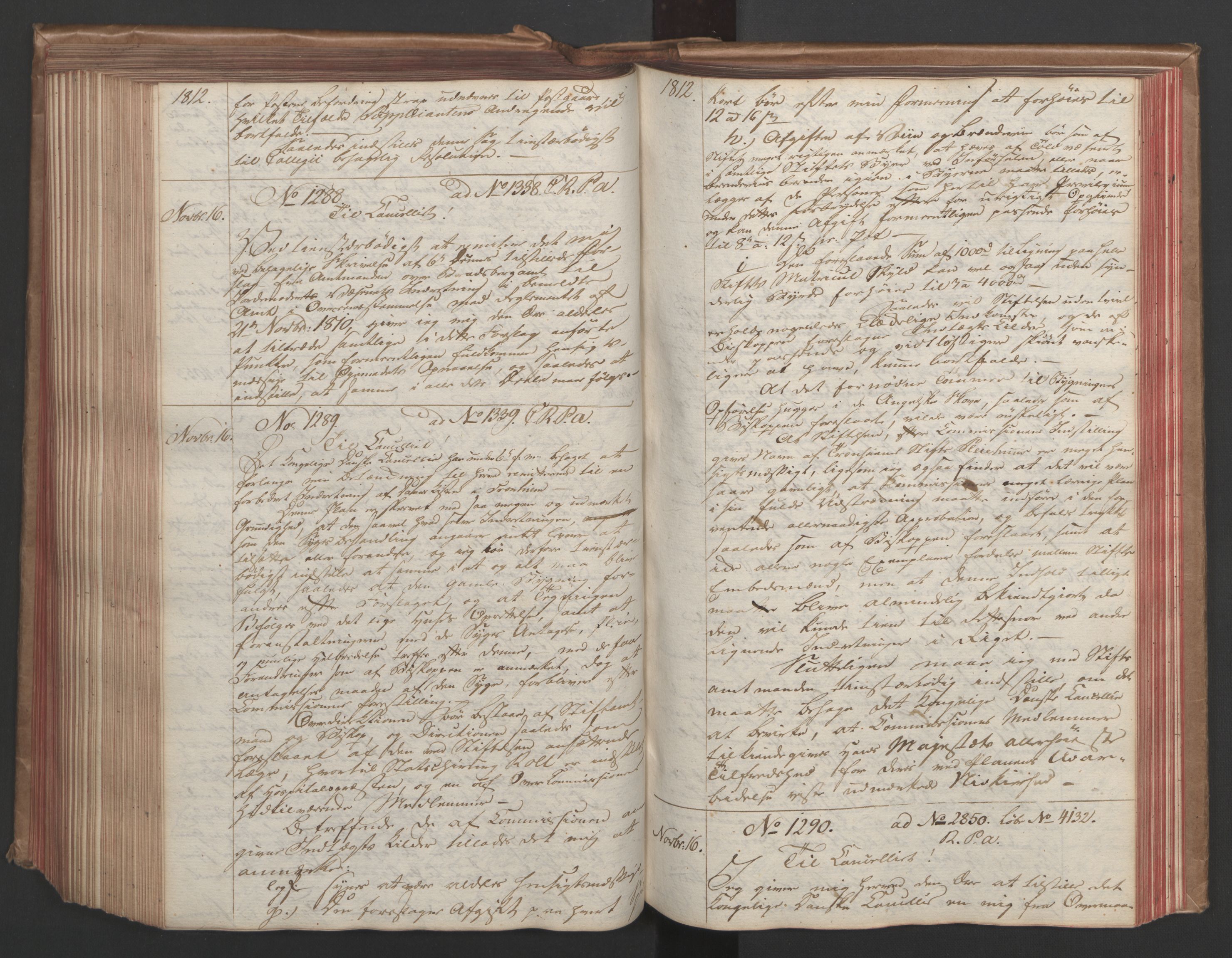 Stattholderembetet 1810-1814, 1. kontor (Kontor A), AV/RA-EA-2872/Ba/L0002: Kollegial korrespondanseprotokoll, 1811-1813, s. 287