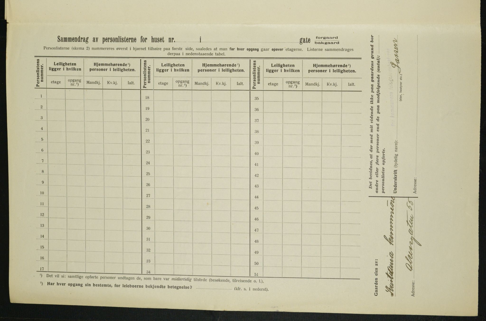 OBA, Kommunal folketelling 1.2.1913 for Kristiania, 1913, s. 129778