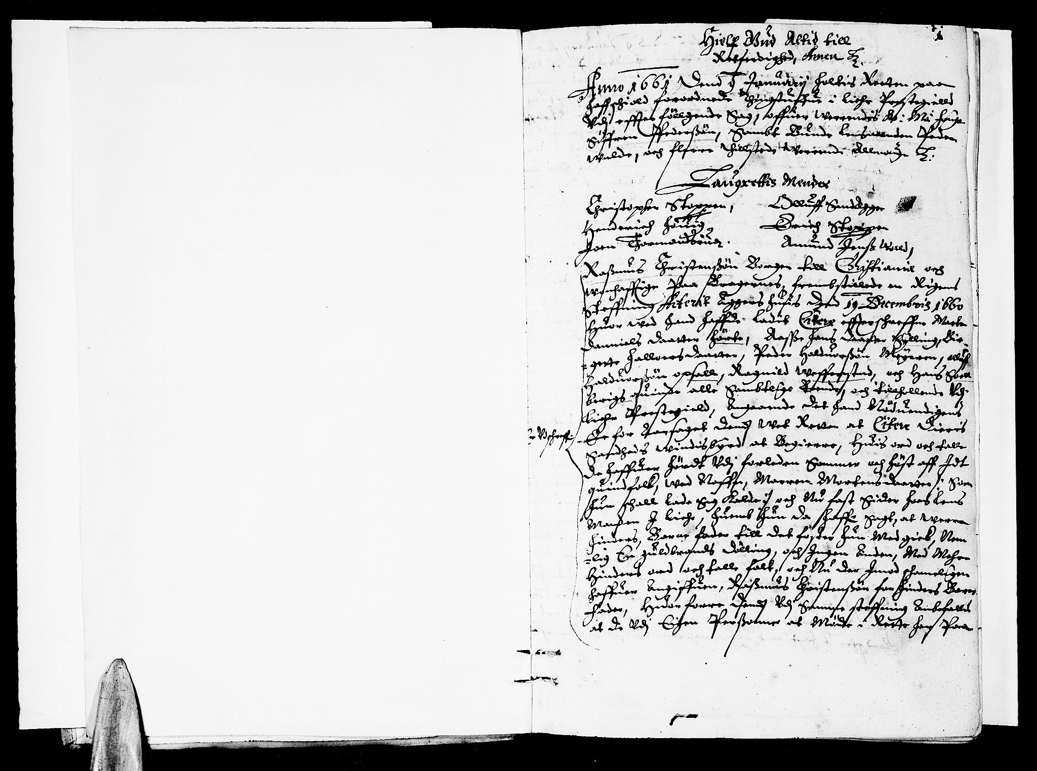 Lier, Røyken og Hurum sorenskriveri, AV/SAKO-A-89/F/Fa/L0002: Tingbok, 1661, s. 1