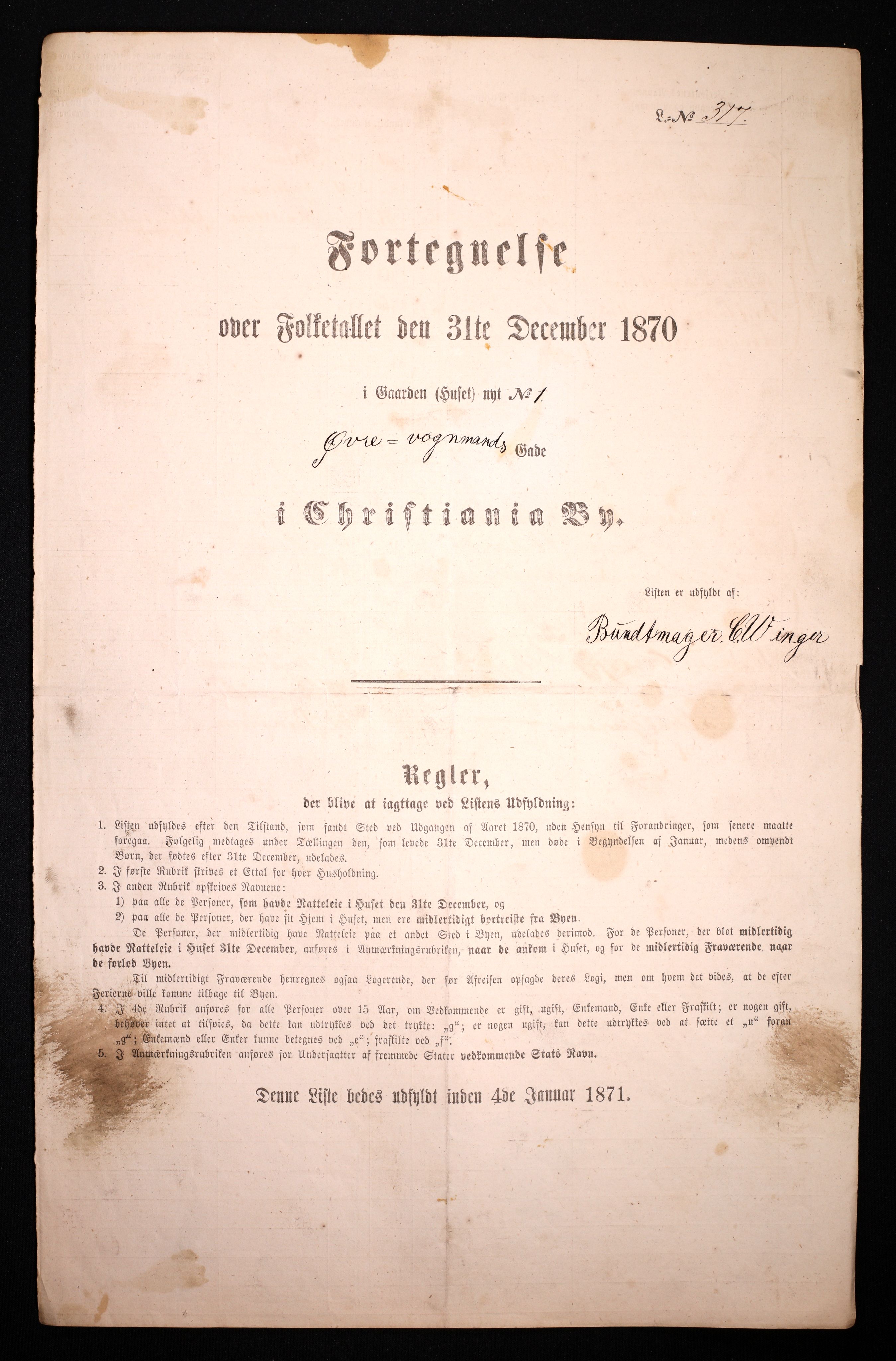 RA, Folketelling 1870 for 0301 Kristiania kjøpstad, 1870, s. 4738