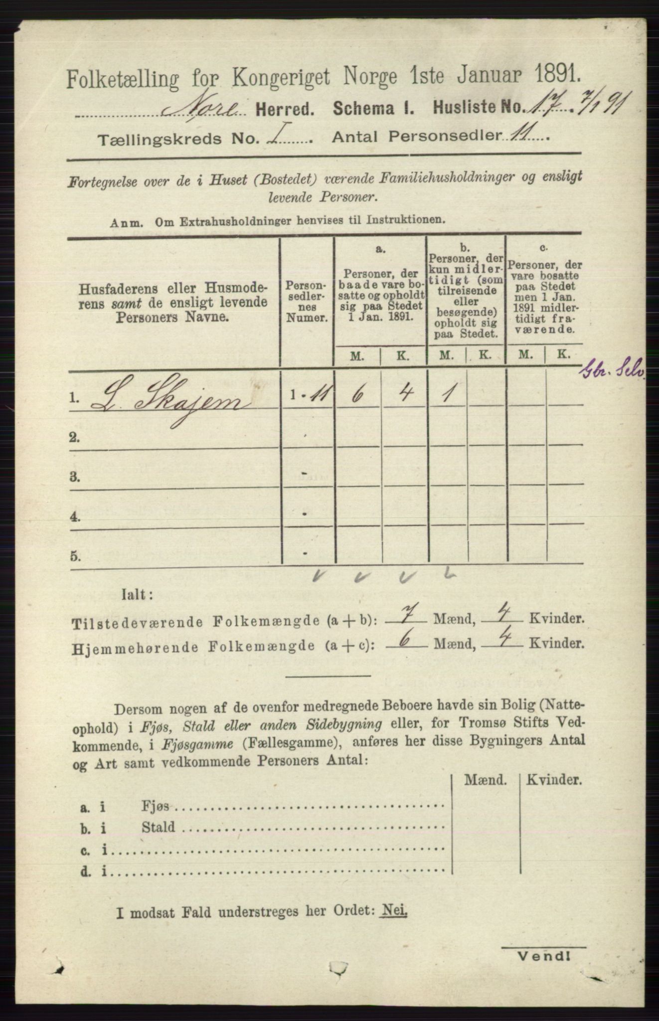 RA, Folketelling 1891 for 0633 Nore herred, 1891, s. 53