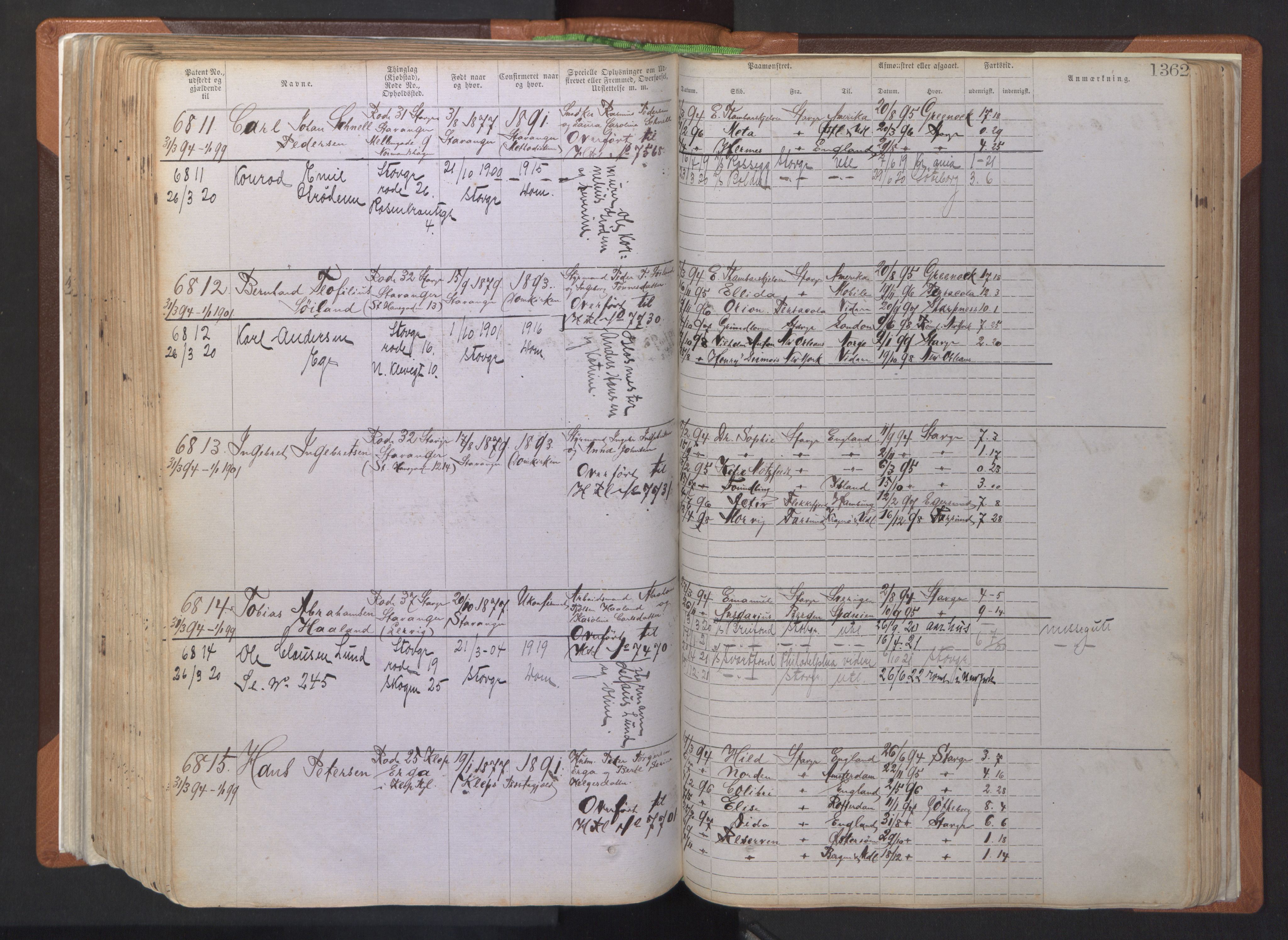 Stavanger sjømannskontor, AV/SAST-A-102006/F/Ff/L0007: Annotasjonsrulle, patentnr. 5506-7180, 1887-1900, s. 267