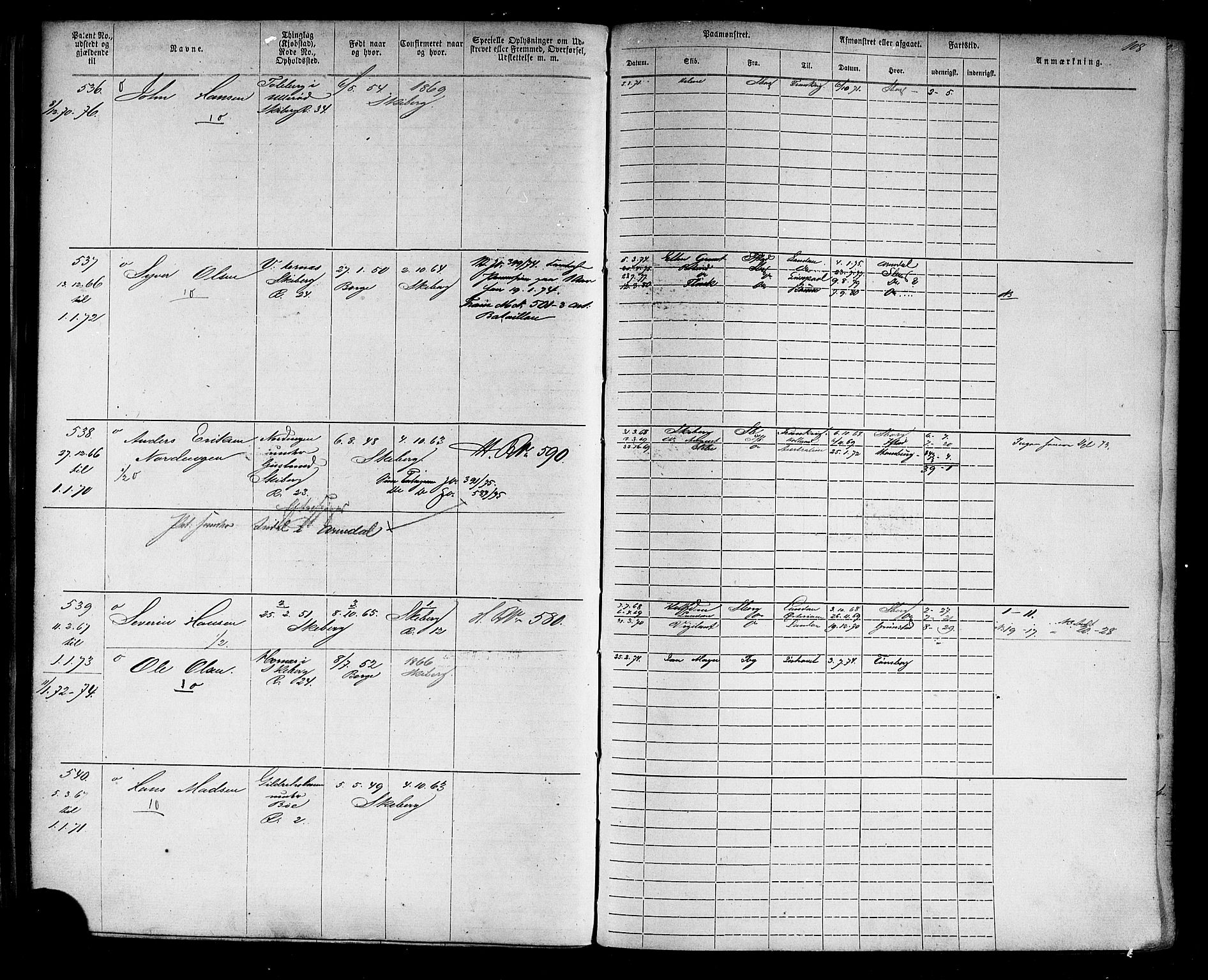 Halden mønstringskontor, AV/SAO-A-10569a/F/Fc/Fca/L0004: Annotasjonsrulle, 1868-1875, s. 112