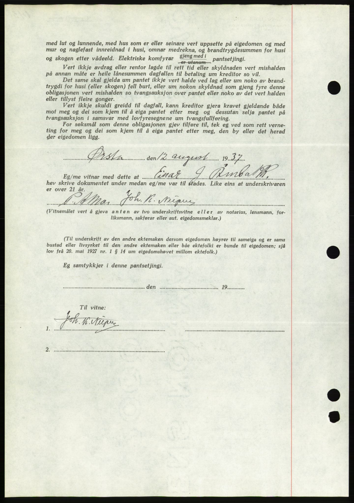 Søre Sunnmøre sorenskriveri, AV/SAT-A-4122/1/2/2C/L0064: Pantebok nr. 58, 1937-1938, Dagboknr: 1566/1937