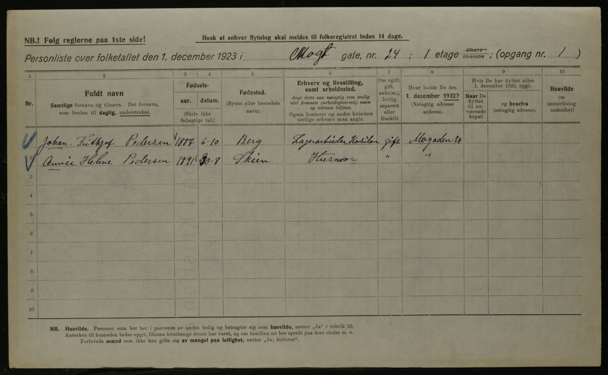 OBA, Kommunal folketelling 1.12.1923 for Kristiania, 1923, s. 72562