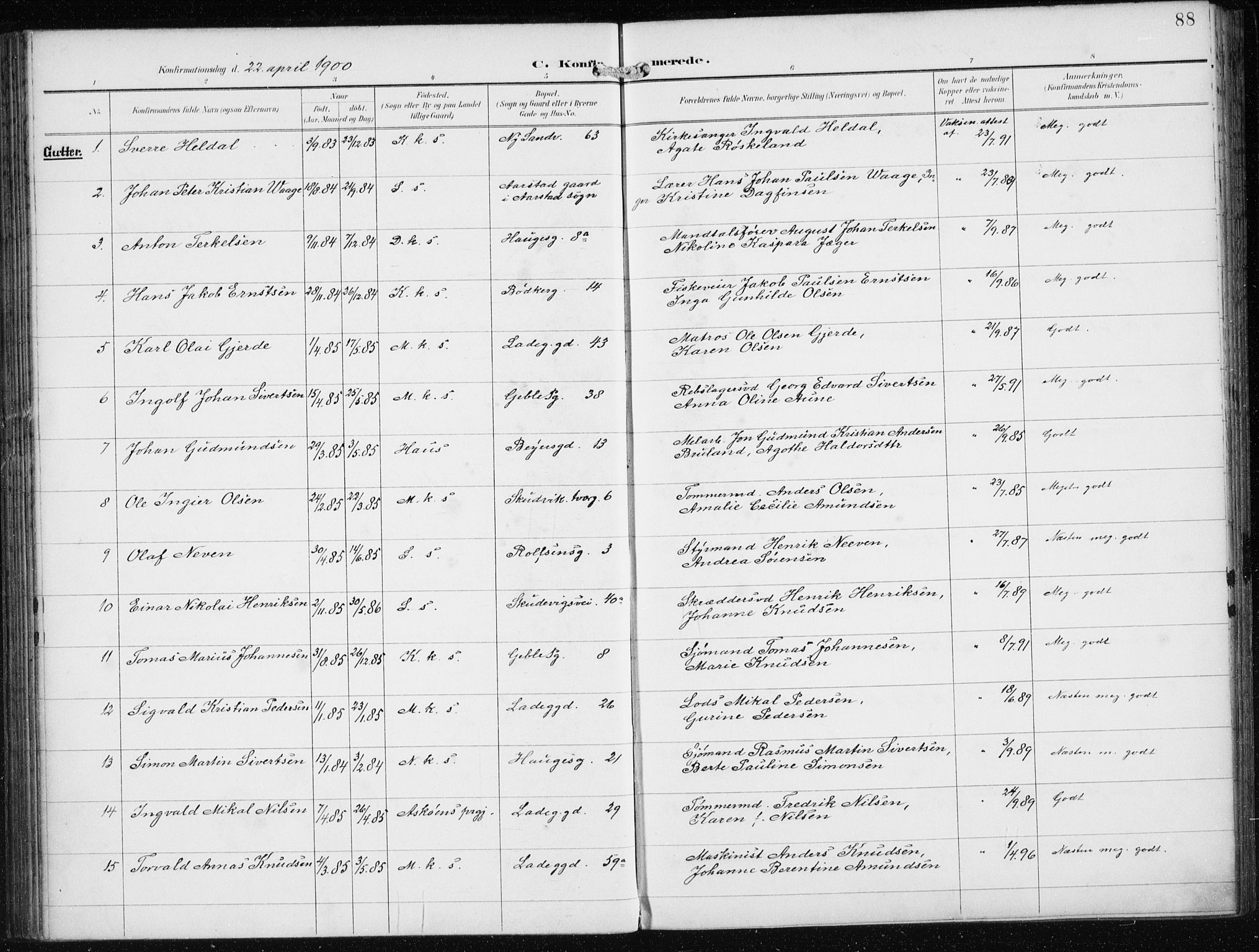 Sandviken Sokneprestembete, AV/SAB-A-77601/H/Ha/L0010: Ministerialbok nr. C 1, 1895-1905, s. 88