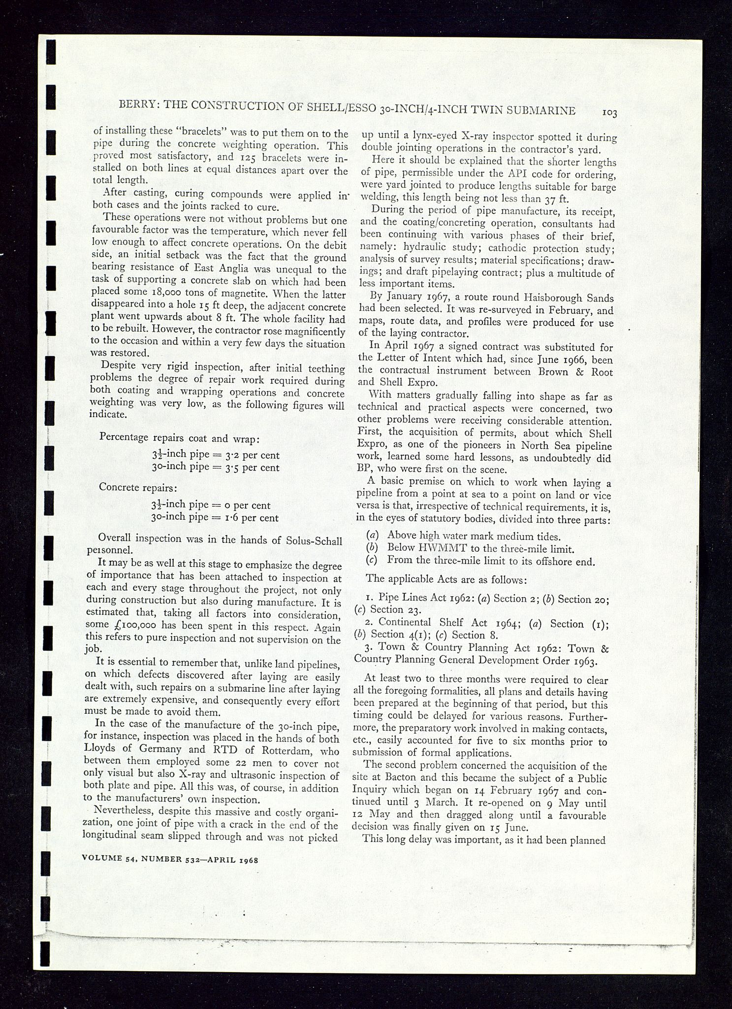 Industridepartementet, Oljekontoret, AV/SAST-A-101348/Dc/L0012: 742 Ekofisk prosjekt, prosjektstudier, div. protokoller ang oljeledning, 1971-1972