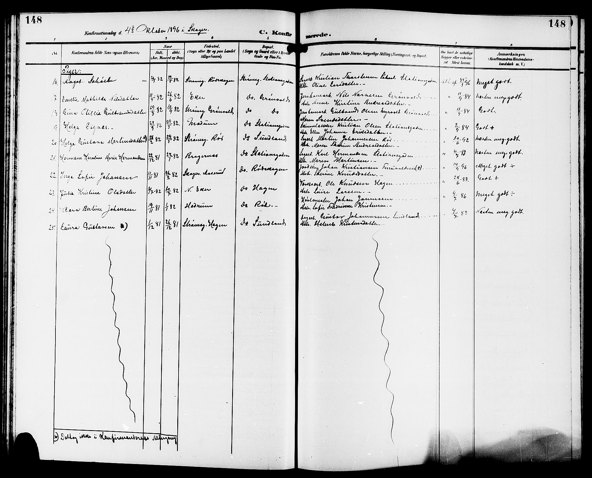 Strømsgodset kirkebøker, AV/SAKO-A-324/G/Ga/L0002: Klokkerbok nr. 2, 1885-1910, s. 148