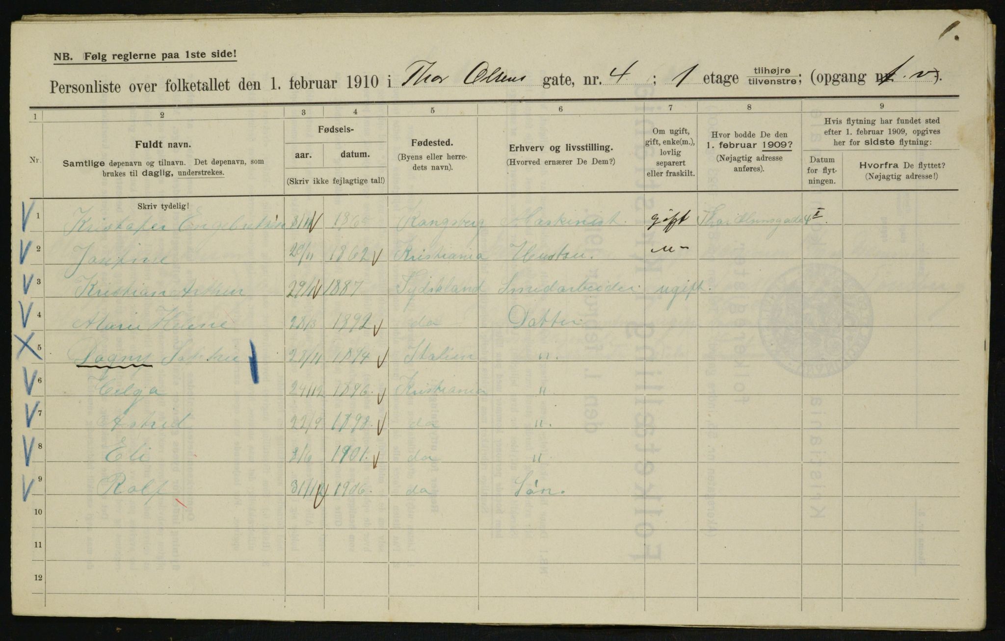 OBA, Kommunal folketelling 1.2.1910 for Kristiania, 1910, s. 103740