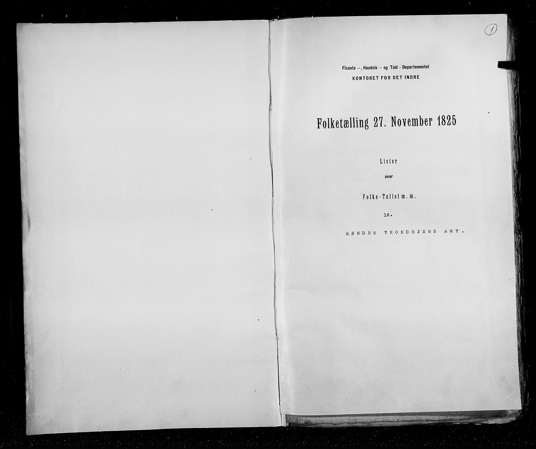 RA, Folketellingen 1825, bind 16: Søndre Trondhjem amt, 1825, s. 1