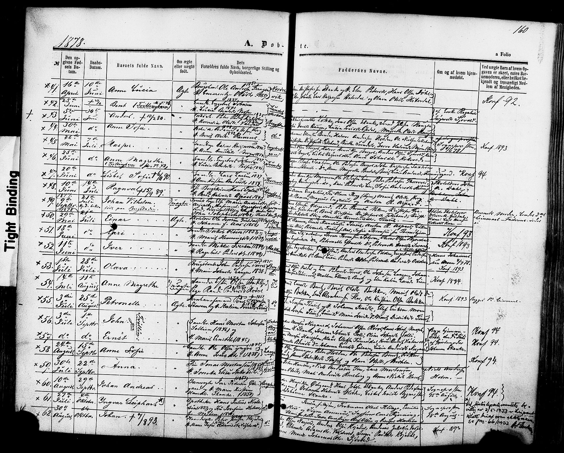 Ministerialprotokoller, klokkerbøker og fødselsregistre - Sør-Trøndelag, SAT/A-1456/681/L0932: Ministerialbok nr. 681A10, 1860-1878, s. 160