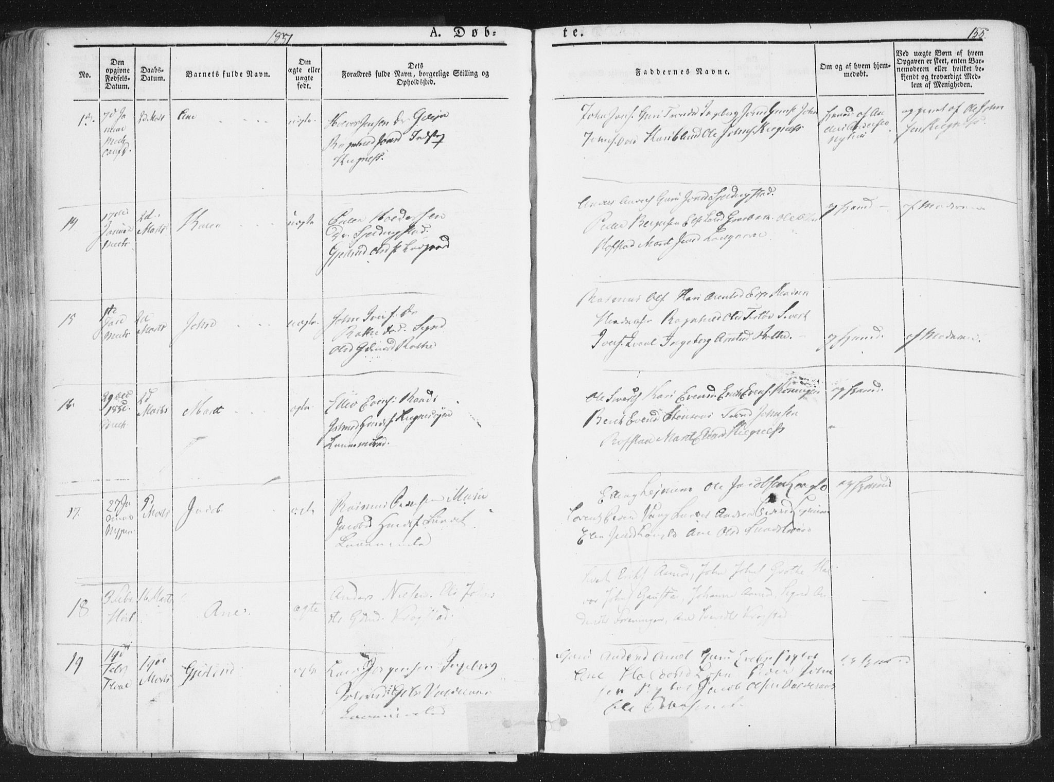 Ministerialprotokoller, klokkerbøker og fødselsregistre - Sør-Trøndelag, SAT/A-1456/691/L1074: Ministerialbok nr. 691A06, 1842-1852, s. 155