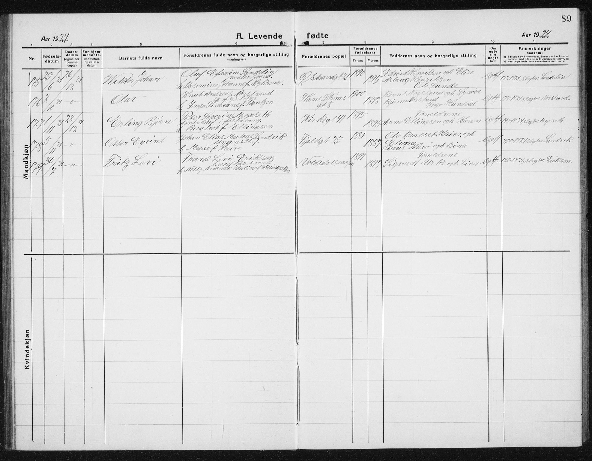 Ministerialprotokoller, klokkerbøker og fødselsregistre - Møre og Romsdal, AV/SAT-A-1454/529/L0475: Klokkerbok nr. 529C12, 1921-1934, s. 89