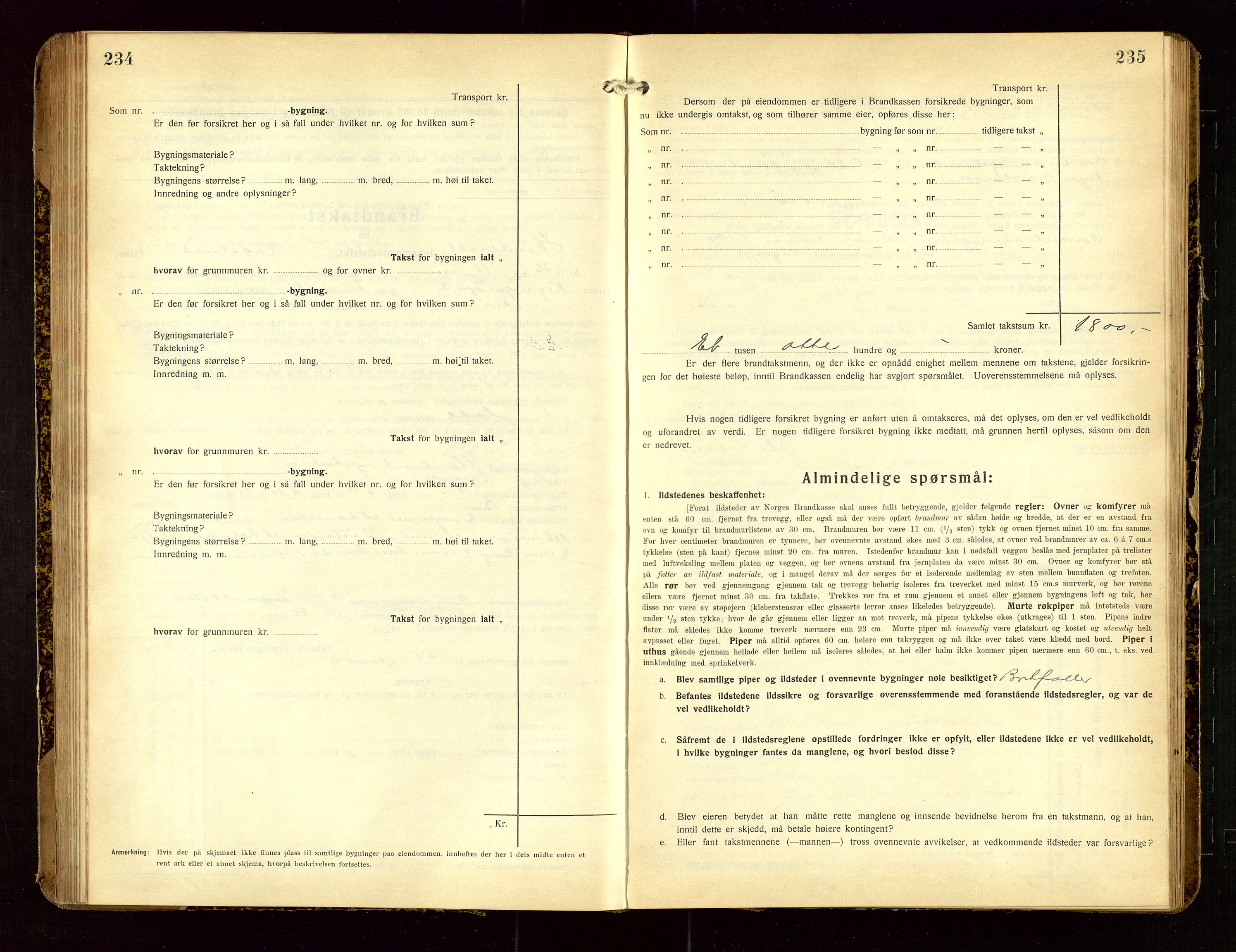 Skudenes lensmannskontor, SAST/A-100444/Gob/L0002: "Brandtakstprotokoll", 1925-1952, s. 234-235