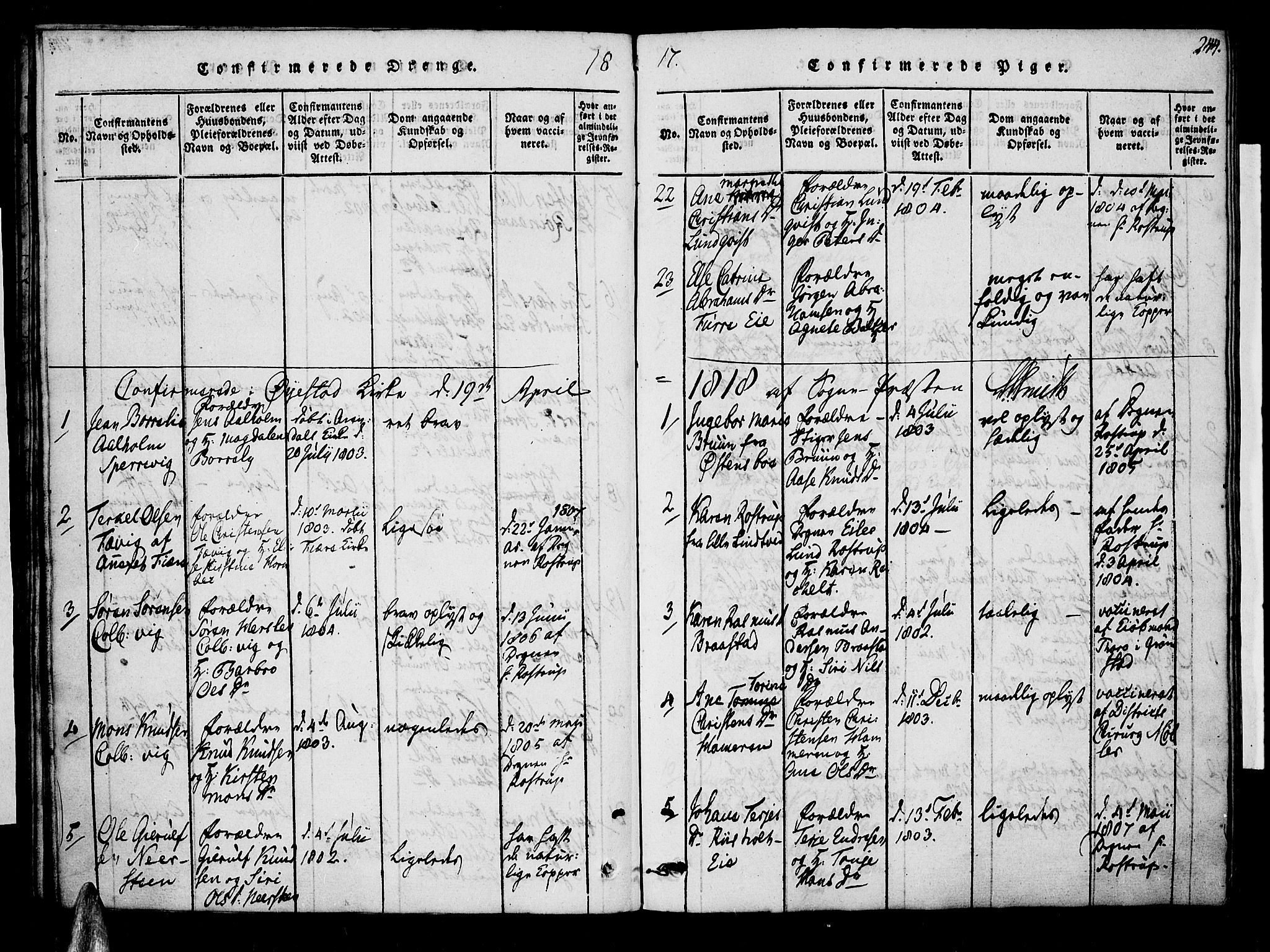 Øyestad sokneprestkontor, AV/SAK-1111-0049/F/Fa/L0012: Ministerialbok nr. A 12, 1816-1827, s. 244