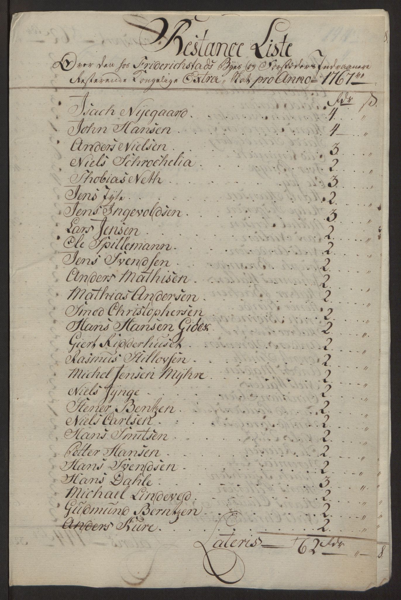 Rentekammeret inntil 1814, Reviderte regnskaper, Byregnskaper, RA/EA-4066/R/Rb/L0029/0001: [B3] Kontribusjonsregnskap / Ekstraskatt, 1762-1772, s. 270