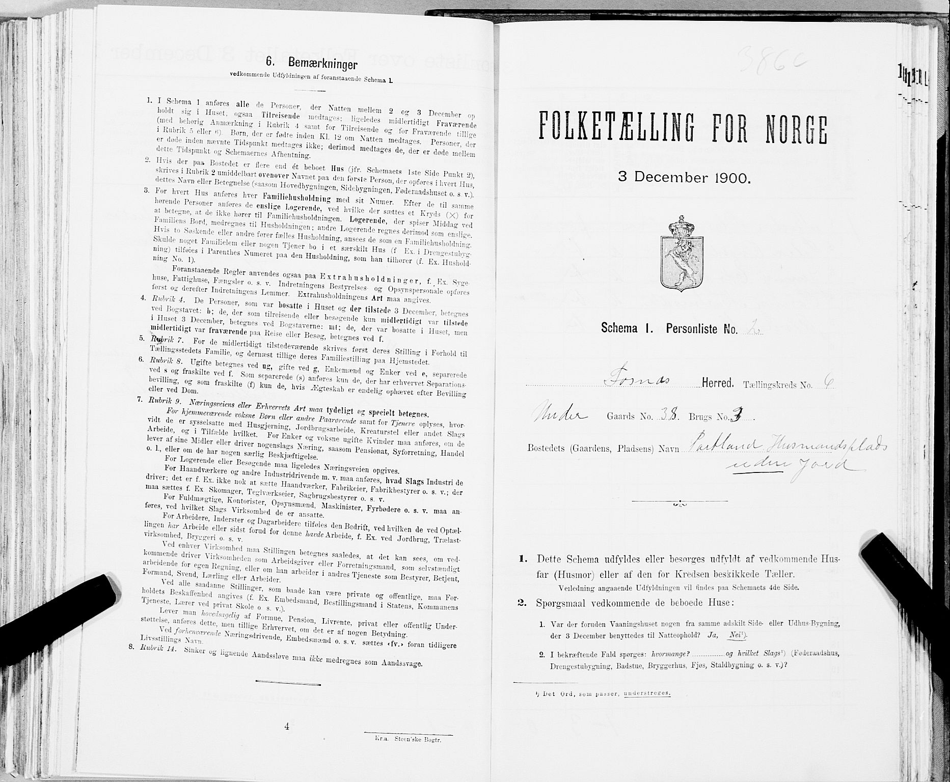SAT, Folketelling 1900 for 1748 Fosnes herred, 1900, s. 834