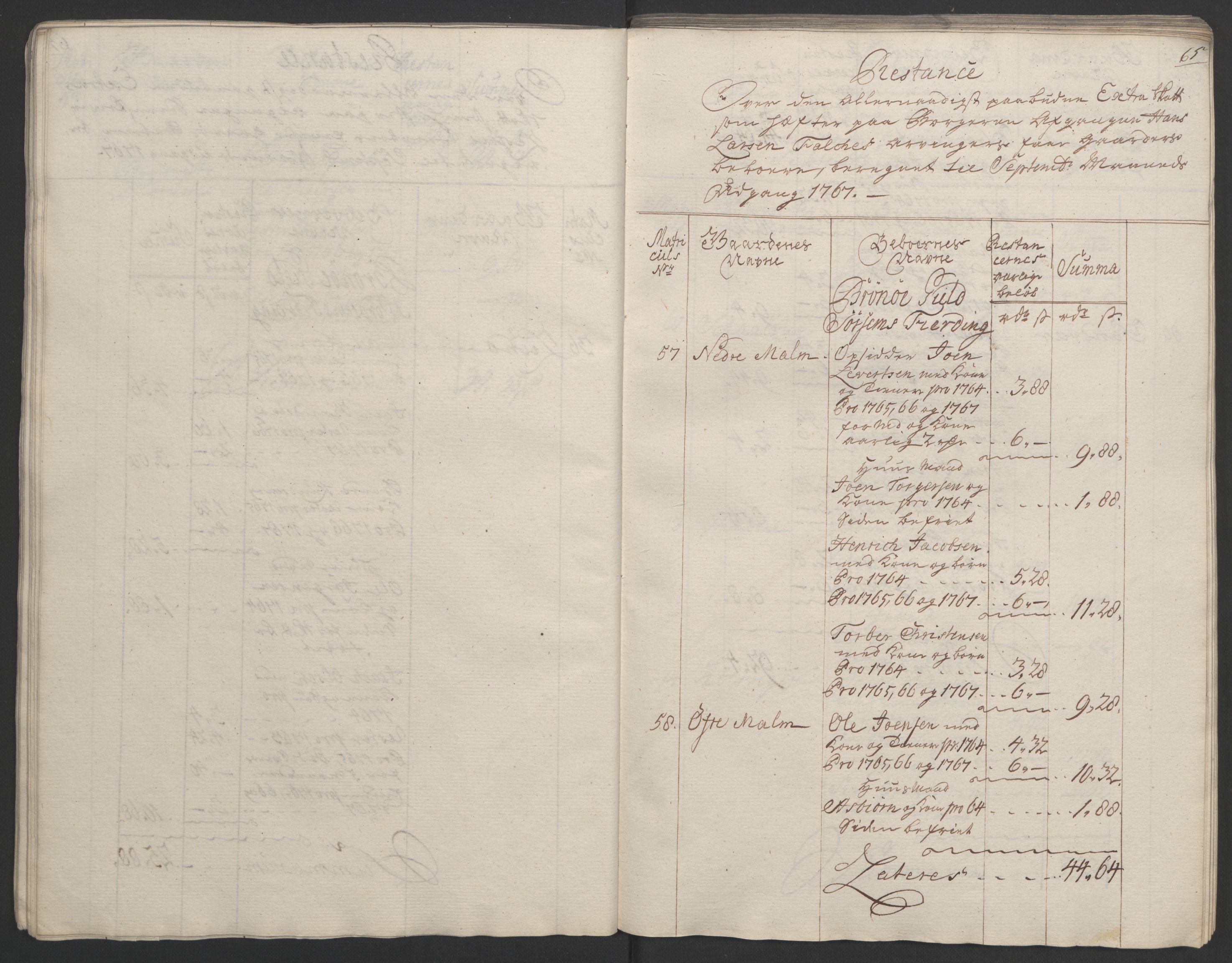 Rentekammeret inntil 1814, Realistisk ordnet avdeling, AV/RA-EA-4070/Ol/L0023: [Gg 10]: Ekstraskatten, 23.09.1762. Helgeland (restanseregister), 1767-1772, s. 66