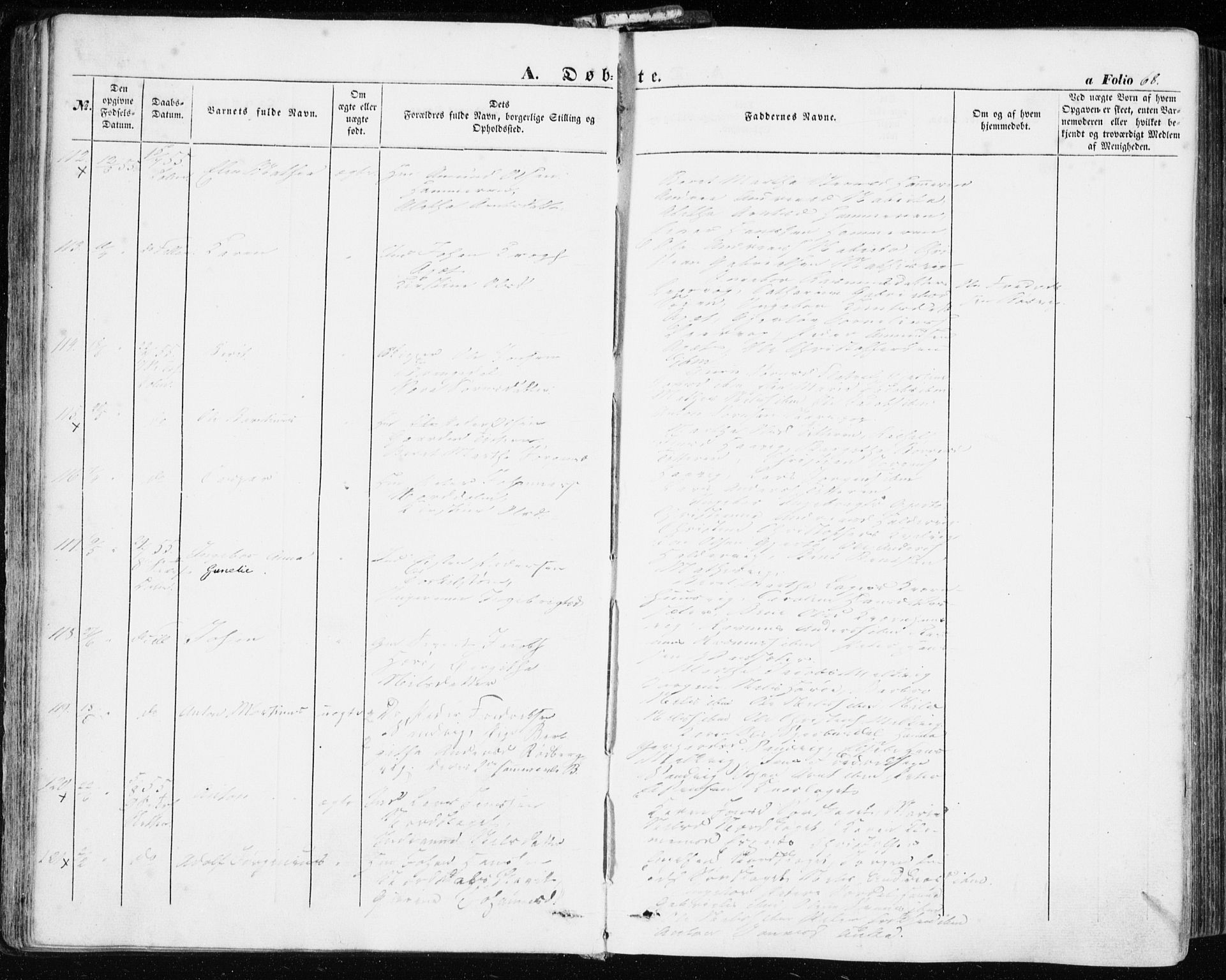 Ministerialprotokoller, klokkerbøker og fødselsregistre - Sør-Trøndelag, SAT/A-1456/634/L0530: Ministerialbok nr. 634A06, 1852-1860, s. 68