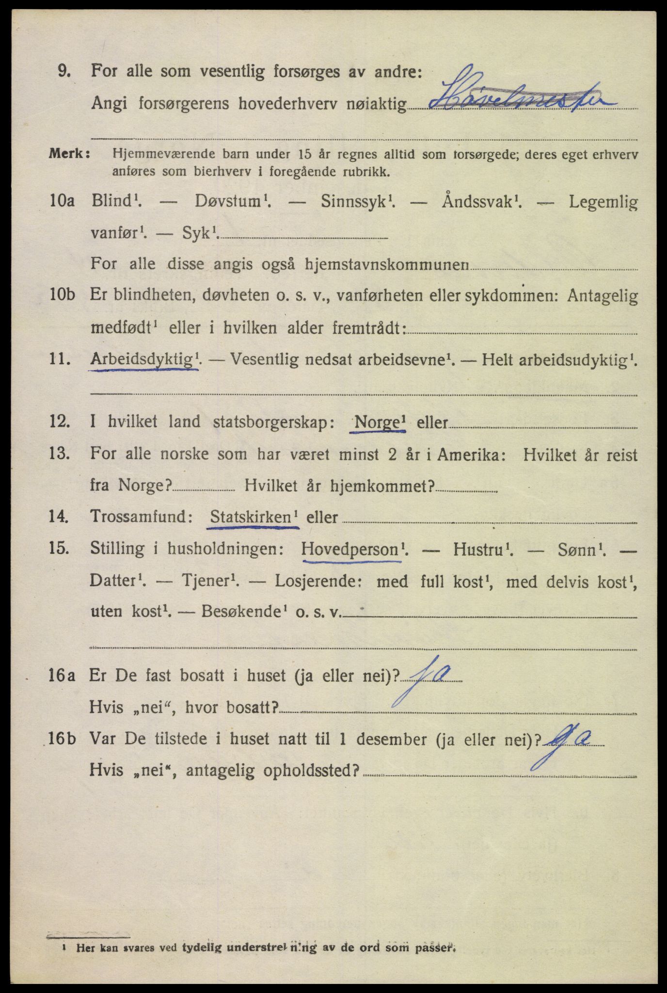 SAK, Folketelling 1920 for 1012 Oddernes herred, 1920, s. 9622