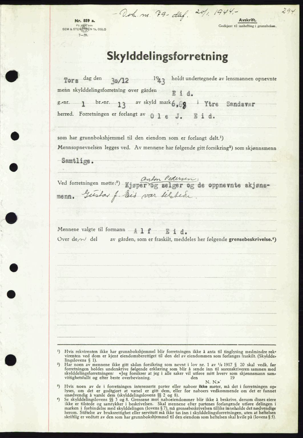 Numedal og Sandsvær sorenskriveri, SAKO/A-128/G/Ga/Gaa/L0055: Pantebok nr. A7, 1943-1944, Dagboknr: 79/1944