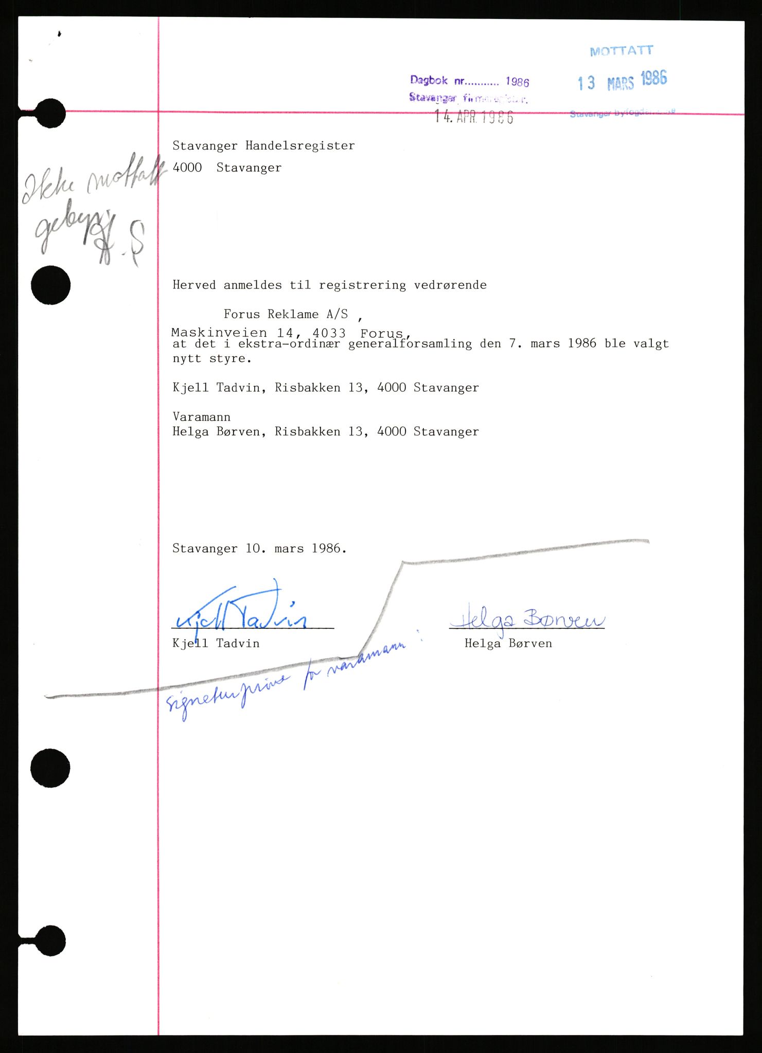 Stavanger byfogd, AV/SAST-A-101408/002/J/Jd/Jde/L0110: Registreringsmeldinger og bilag. Aksjeselskap, 2620-2654, 1984