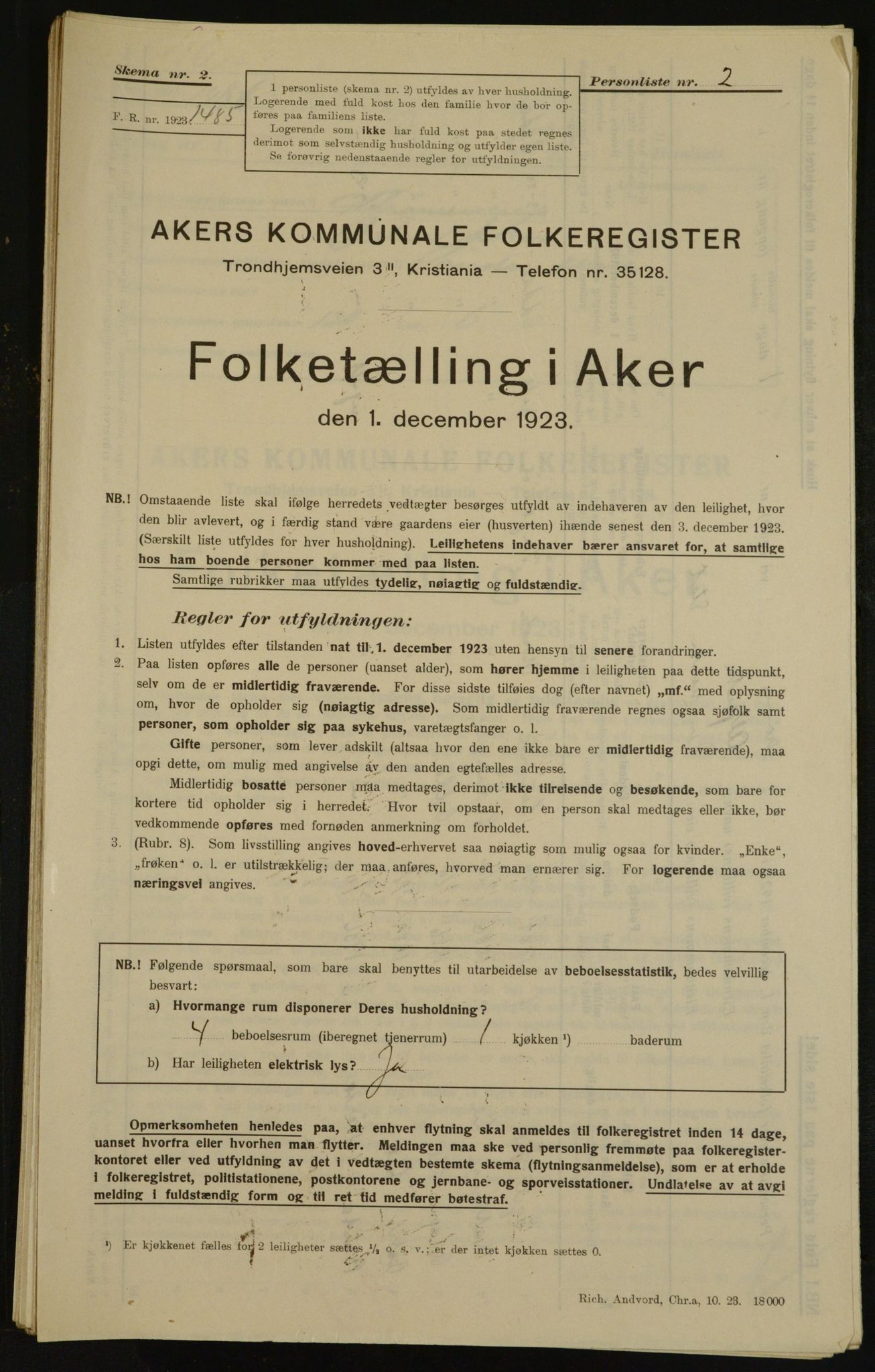 , Kommunal folketelling 1.12.1923 for Aker, 1923, s. 31698