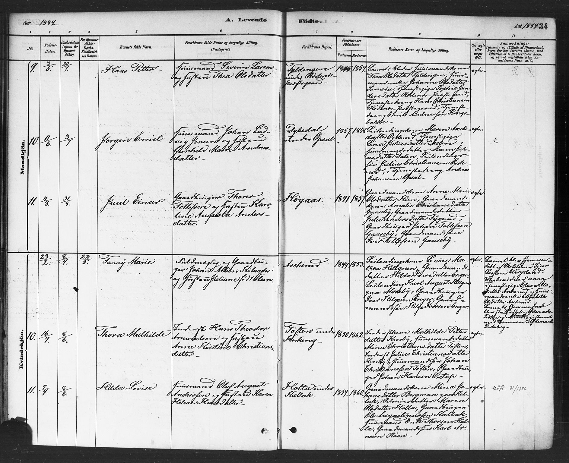 Rødenes prestekontor Kirkebøker, AV/SAO-A-2005/F/Fa/L0009: Ministerialbok nr. I 9, 1880-1889, s. 34
