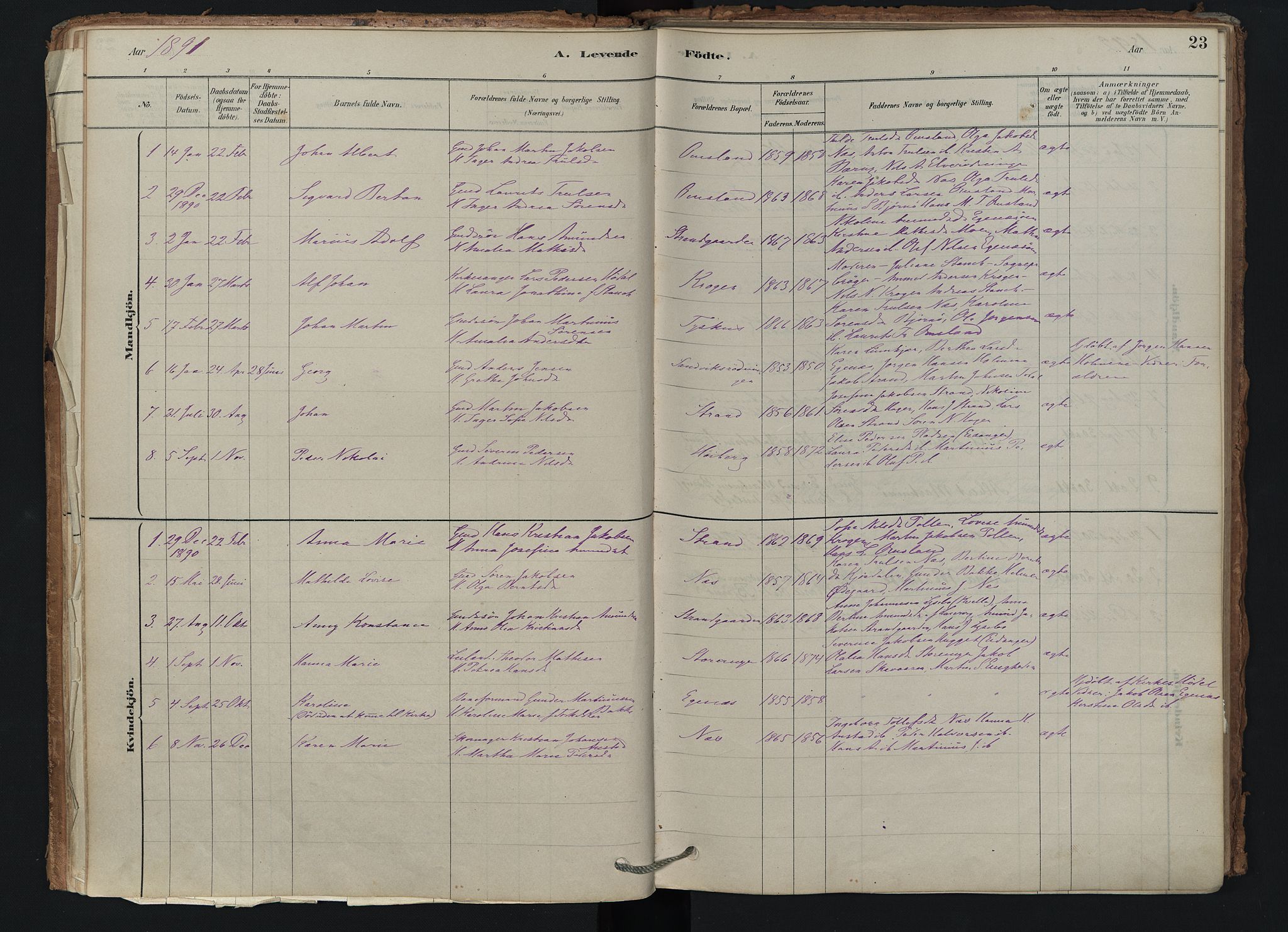 Brunlanes kirkebøker, SAKO/A-342/F/Fd/L0001: Ministerialbok nr. IV 1, 1878-1917, s. 23
