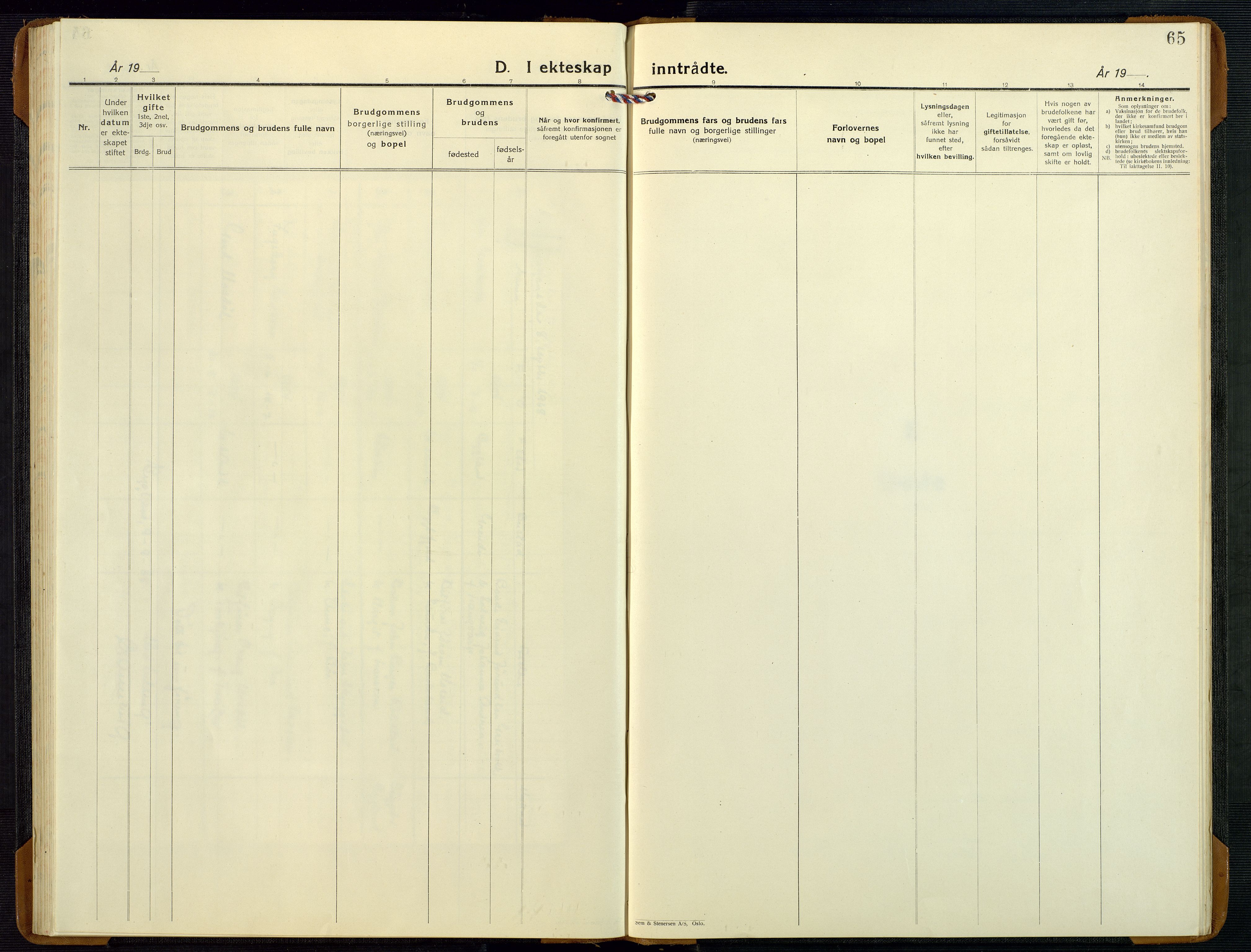 Bygland sokneprestkontor, SAK/1111-0006/F/Fb/Fbd/L0004: Klokkerbok nr. B 4, 1926-1971, s. 65