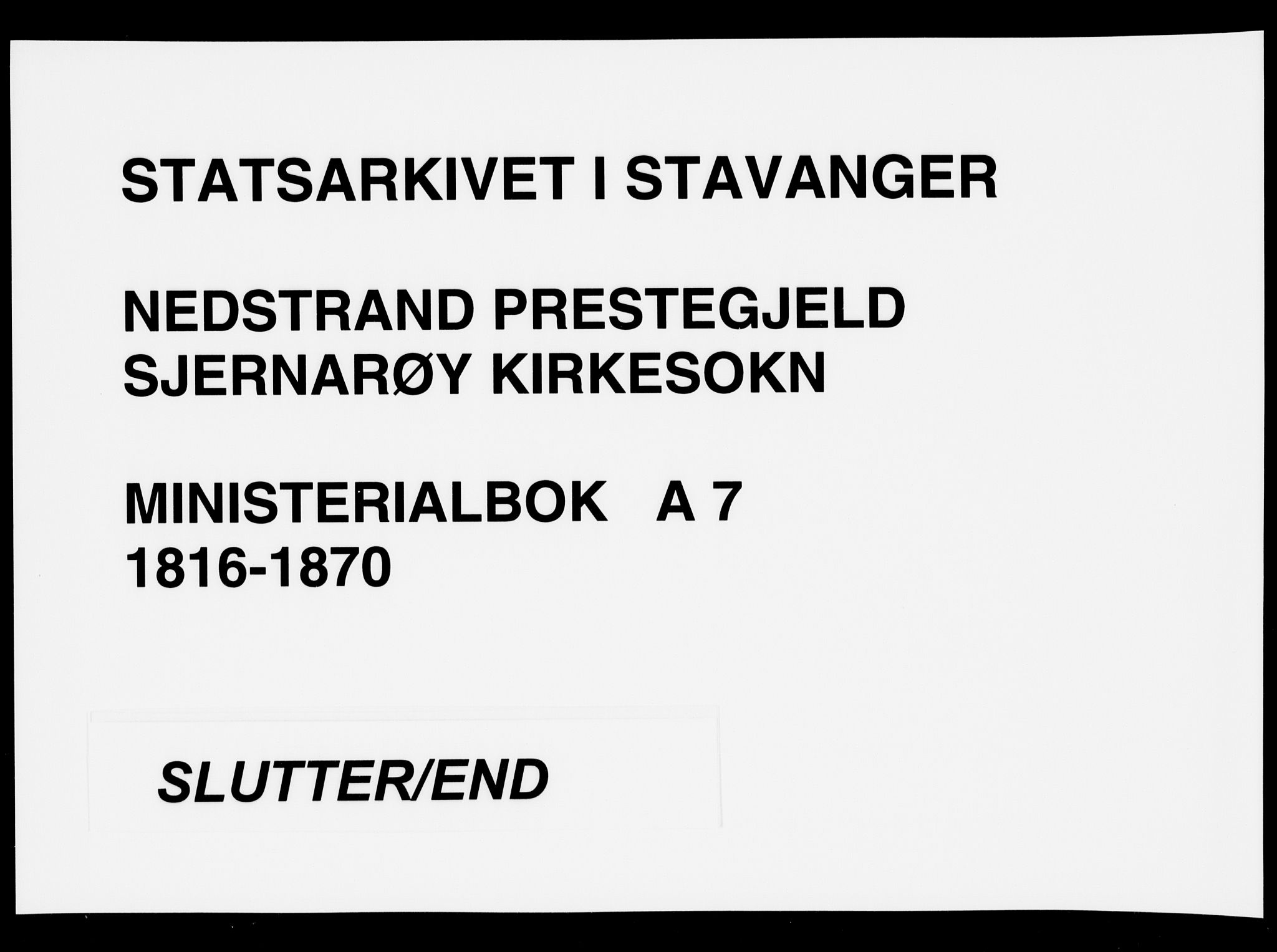 Nedstrand sokneprestkontor, AV/SAST-A-101841/01/IV: Ministerialbok nr. A 7, 1816-1870