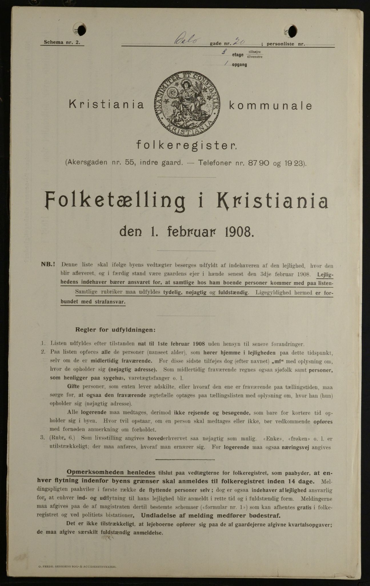 OBA, Kommunal folketelling 1.2.1908 for Kristiania kjøpstad, 1908, s. 69173