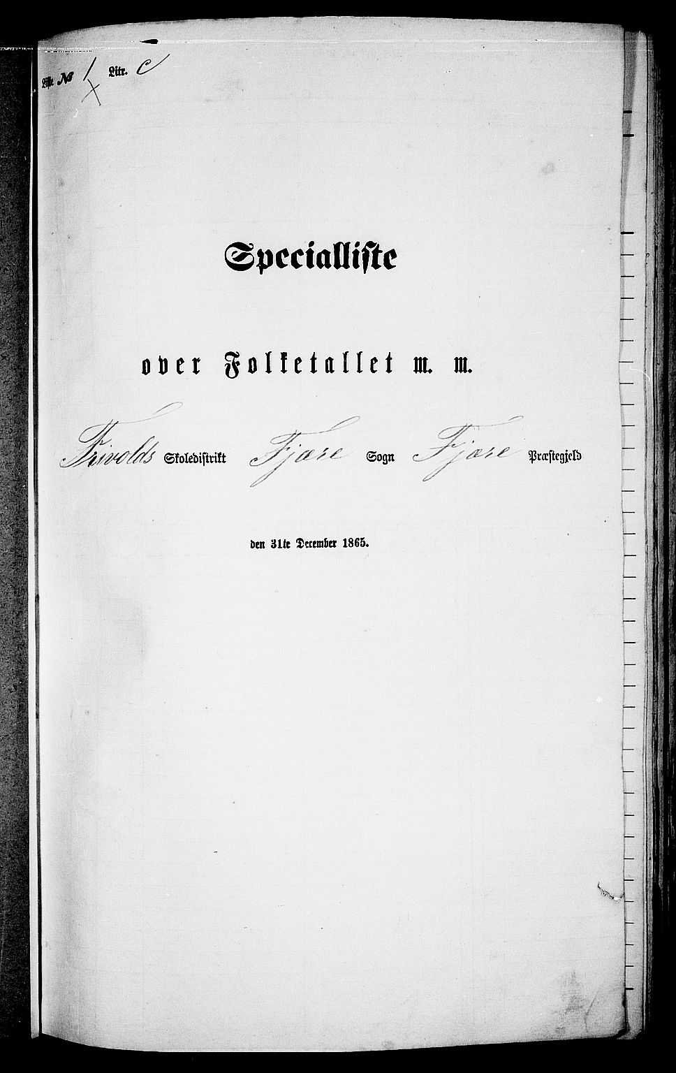 RA, Folketelling 1865 for 0923L Fjære prestegjeld, Fjære sokn, 1865, s. 39