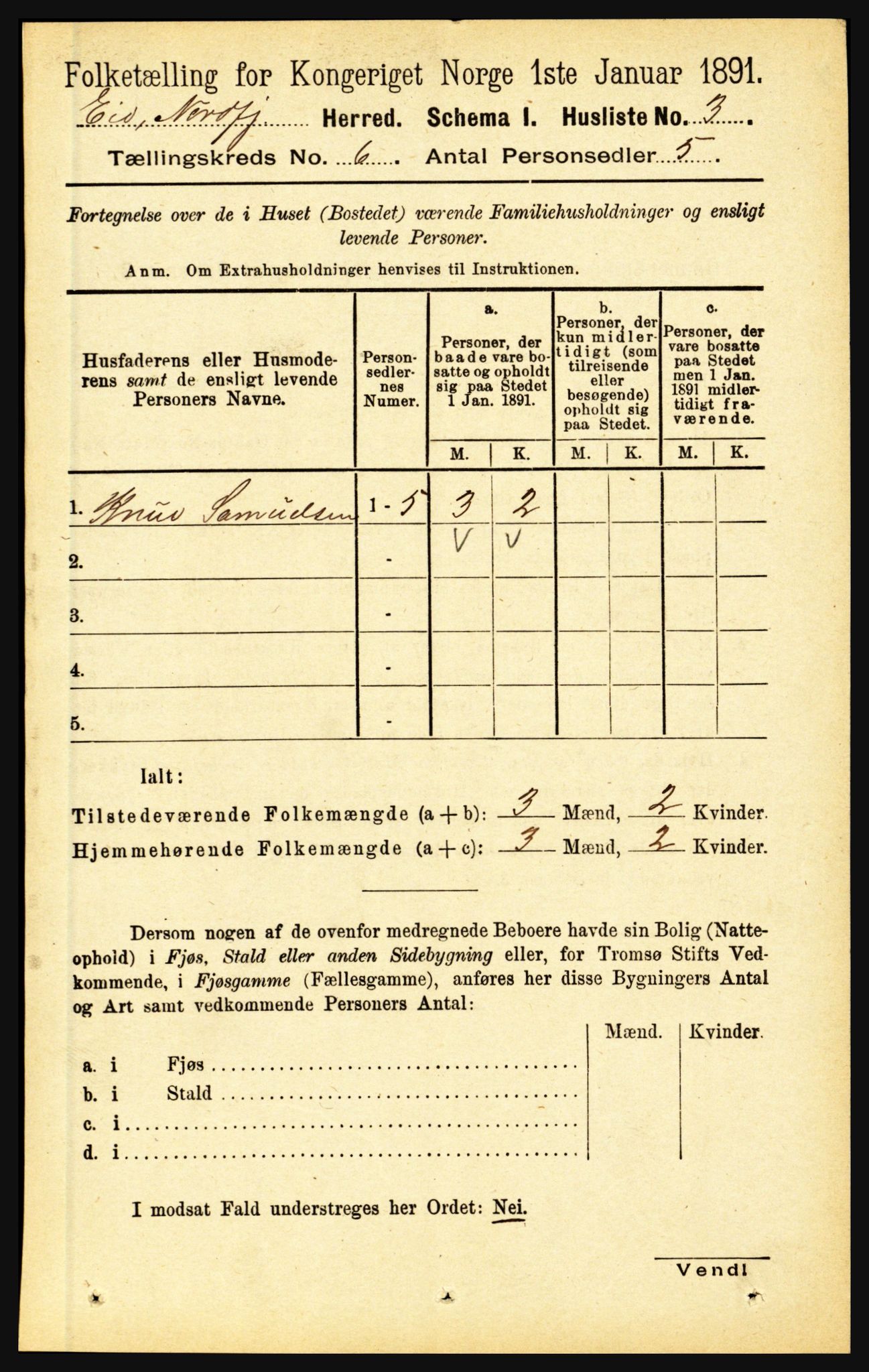 RA, Folketelling 1891 for 1443 Eid herred, 1891, s. 1433