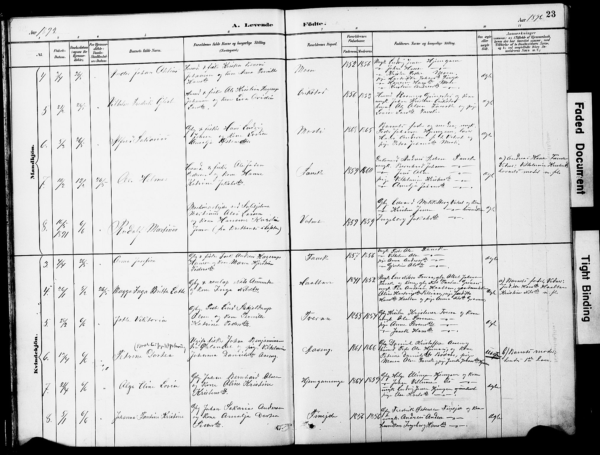 Ministerialprotokoller, klokkerbøker og fødselsregistre - Nordland, AV/SAT-A-1459/849/L0690: Ministerialbok nr. 849A02, 1890-1897, s. 23